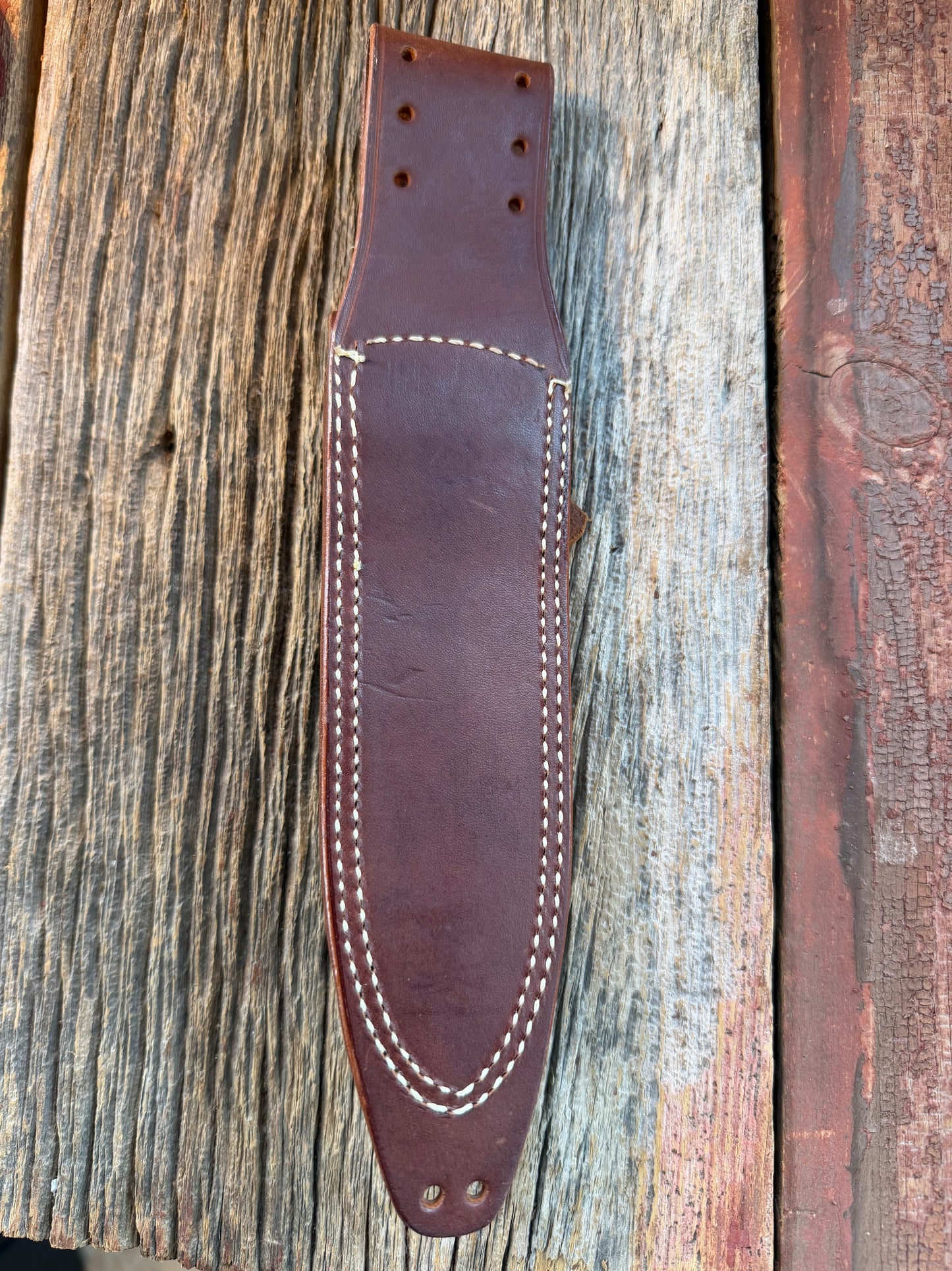 Mint Randall by Gutcher Knife Sheath for a Model 14 or 18-7.5, Randall snaps, double stitched, pouch with stone, lanyards straps as well.
