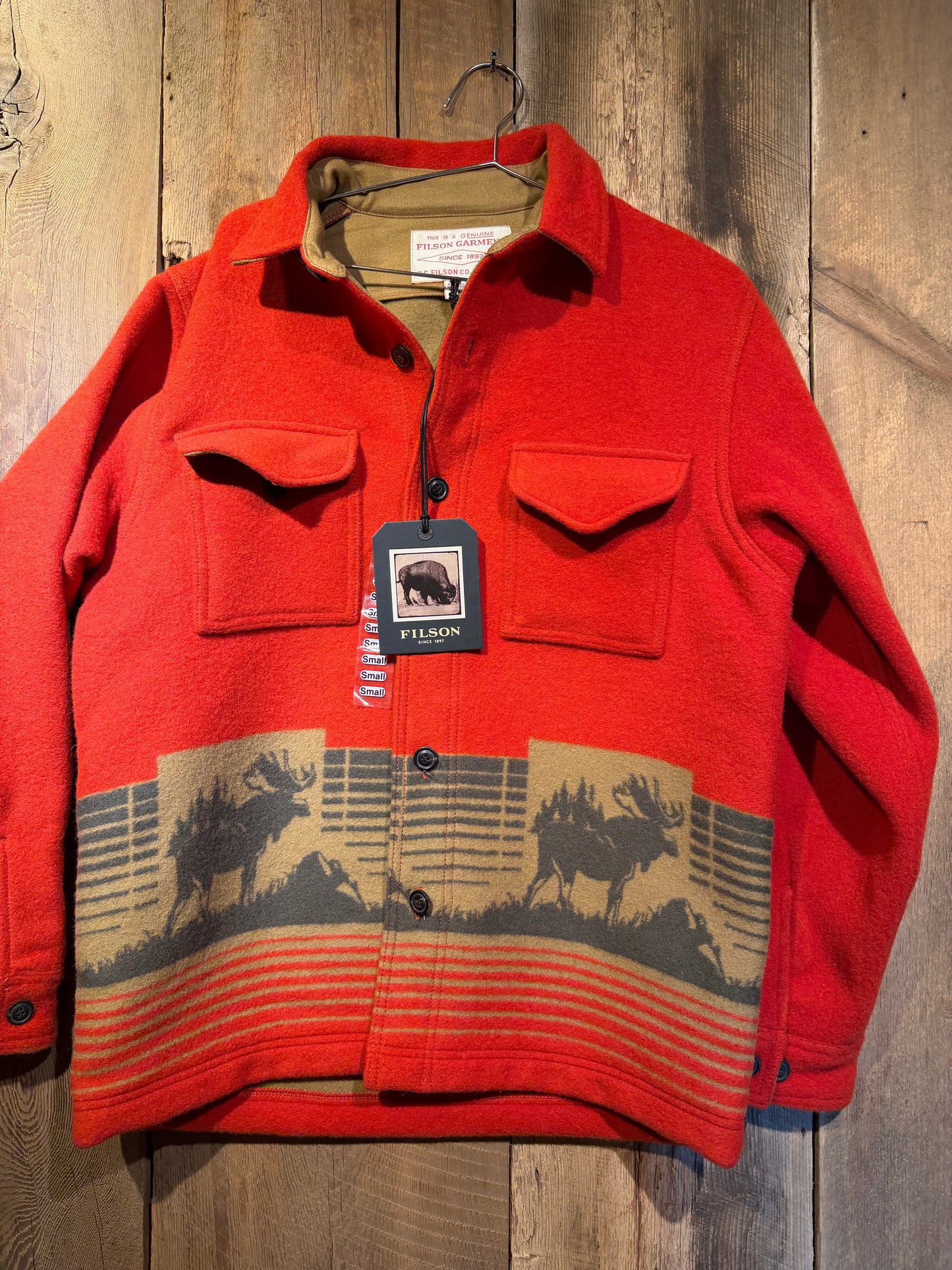 NWT Filson Jacquard Wool Jac Shirt Moose Men's Small NWT MSRP $595