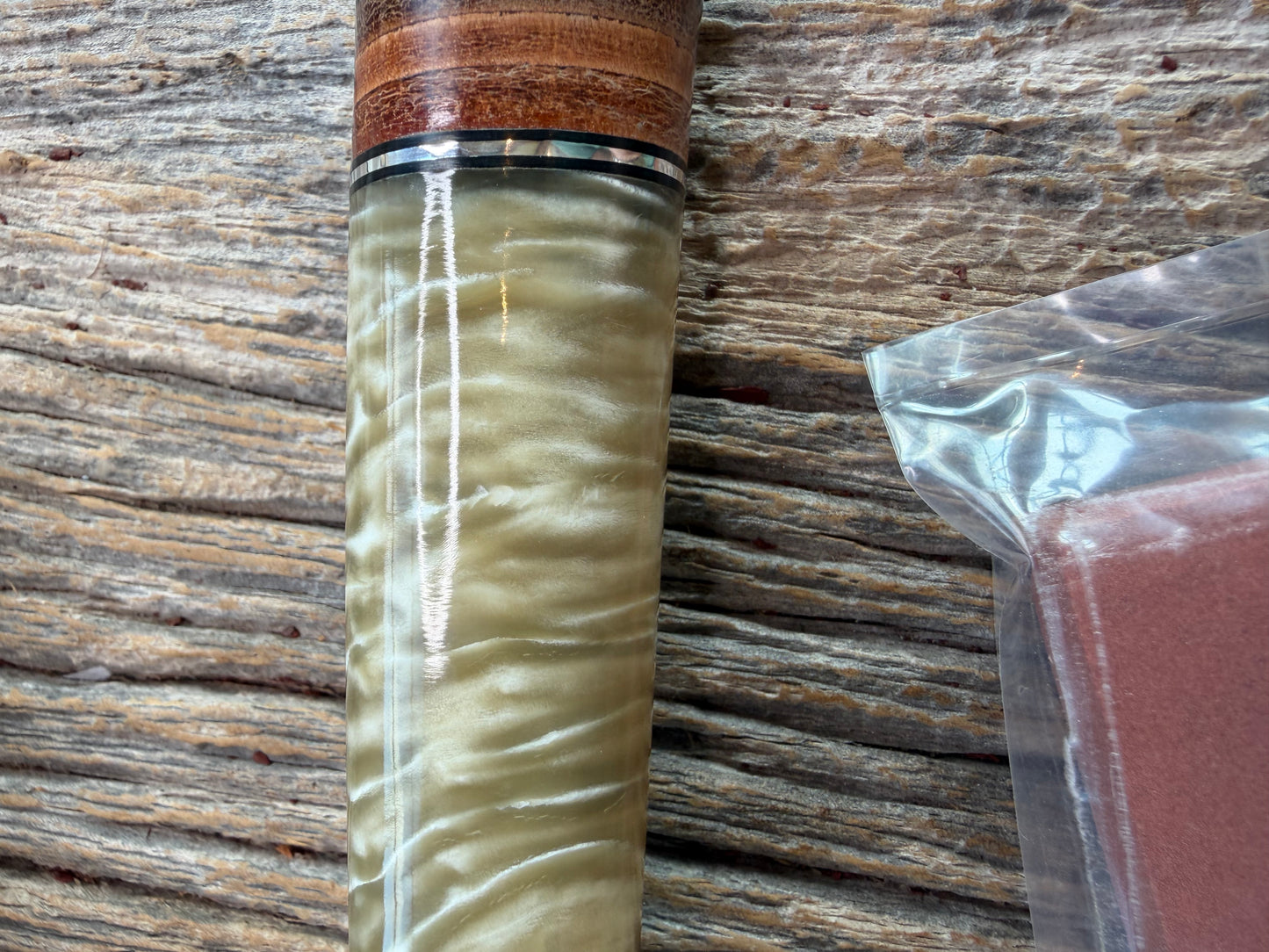 Randall Knife Model 26 Pathfinder (new in paper) Beautiful piece of Musk Ox Black and Aluminum and leather spacers, NSH and buttcap.
