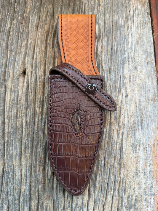 Randall Model 19-5 Exotic Brown Crocodile Anus Sheath from Sullivans by Gutcher.