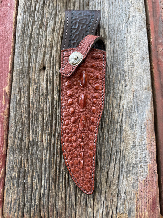 Randall Model 12-8 “Big Bear” Sheath in Exotic Rust Snapping Turtle by Treeman. Spiked Dragon tail portion of the turtle.