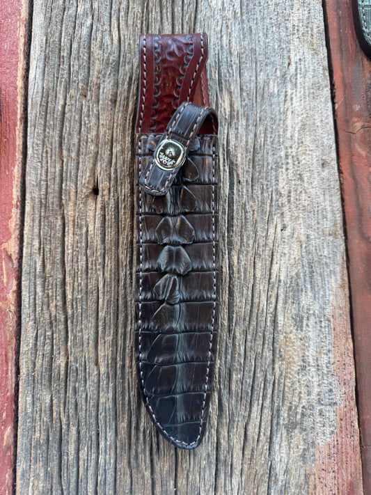 Randall Model 1-8 Sheath in Exotic Brown Hornback Crocodile tail from Treeman.