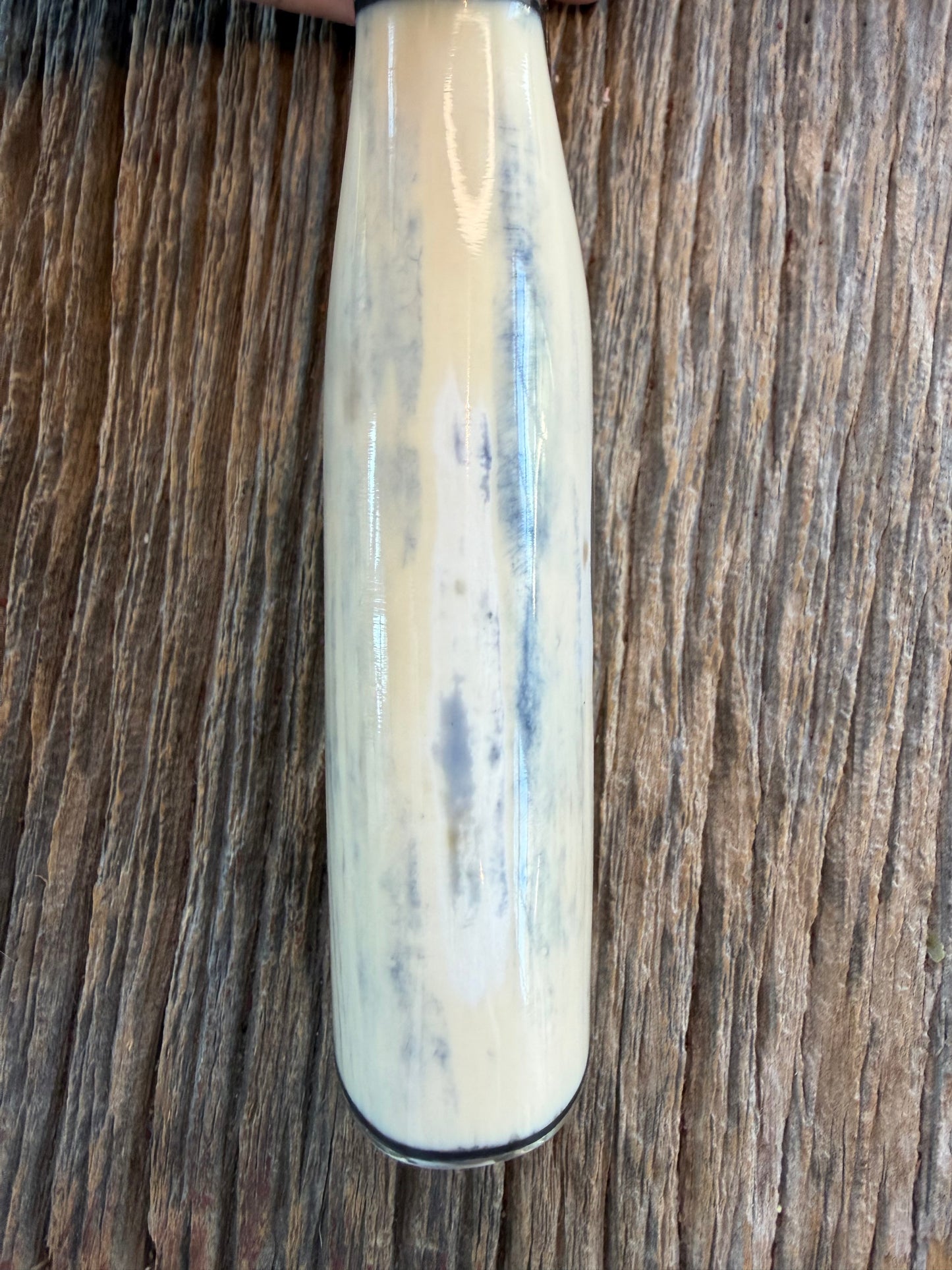 New in Paper Randall Model 12-11 Dealer Special Large Sasquatch Huge piece of Pearly White/Blue Fossil Walrus Ivory, # 1135 Nickel Silver Hilt and butt cap, nickel nameplate.