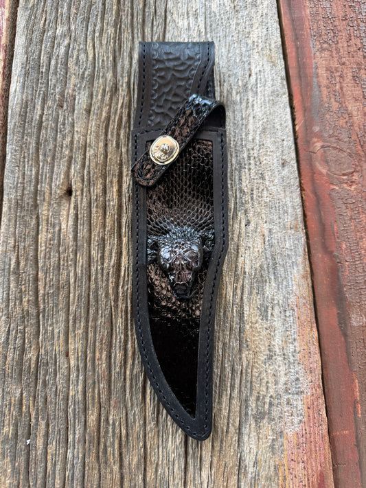 Randall Model 12-8 Big Bear Bowie Sheath in Exotic Black Cobra from Treeman.