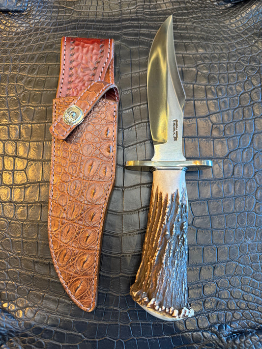 Randall Model 12-8 “Big Bear” Sheath in Exotic Brown Crocodile by Treeman. (Sheath only)