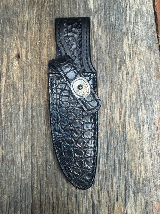 Randall Model 28 Sheath in Exotic Black Crocodile from Treeman.