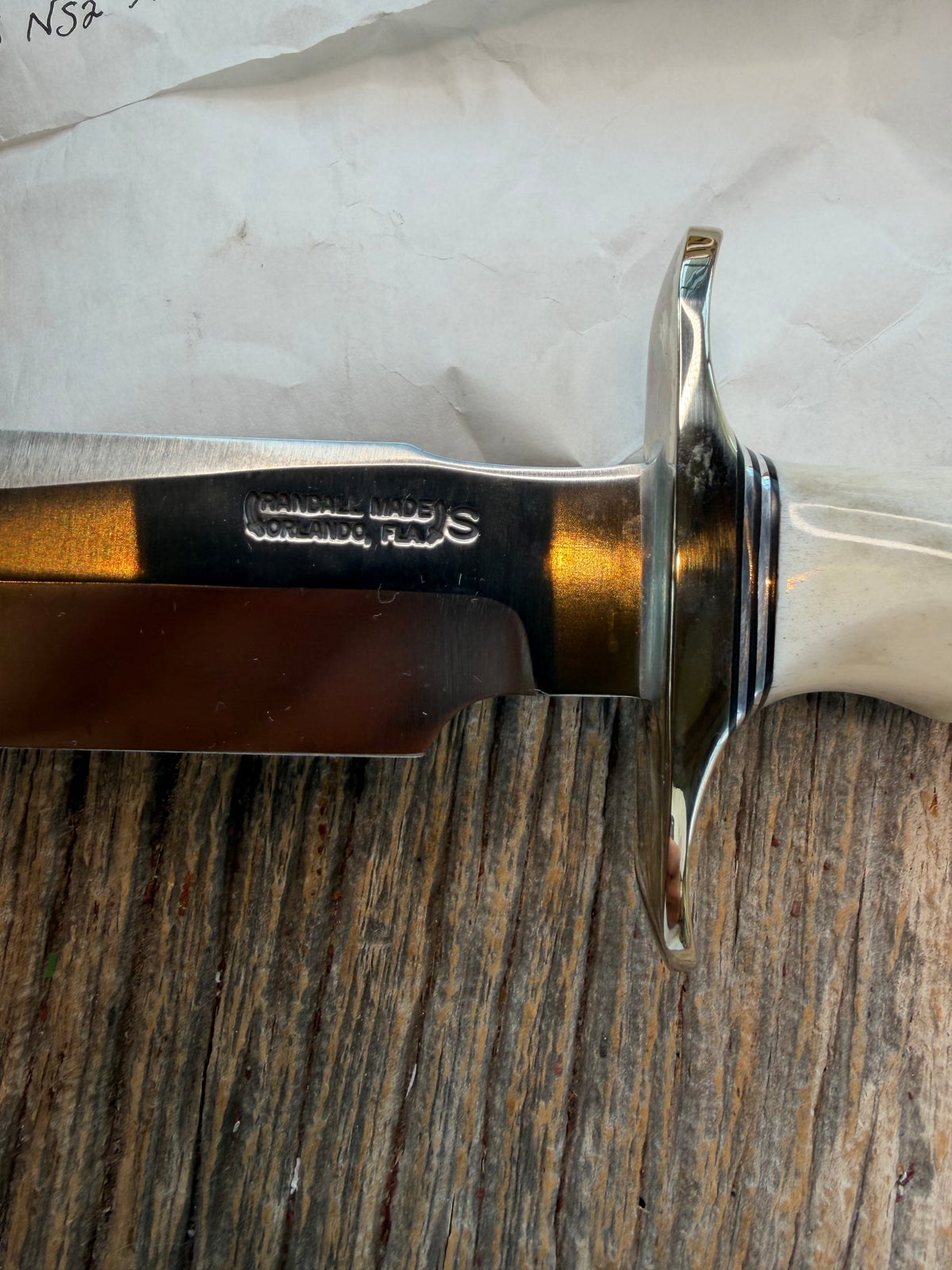 New in Paper Randall Made Knife Model 1-8 Stag with finger grooves handle, Stainless, Nickel silver Hilt, black and aluminum spacers, loaded!!
