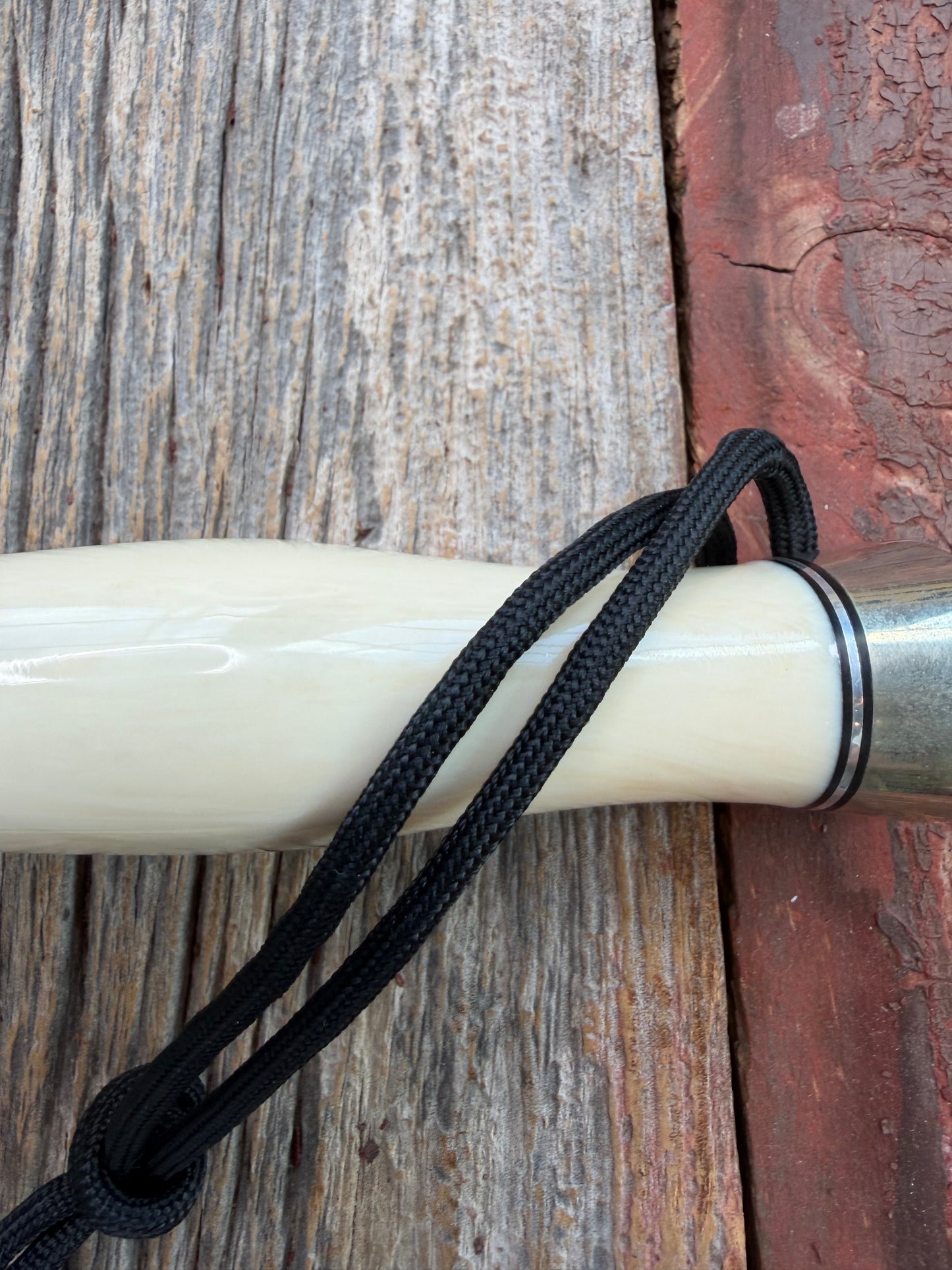 Rare Randall Model 12-9 AI Alternative Ivory etched in the blade, SS NSH + Buttcap Lanyard Wickersham Book noted, Lanyard