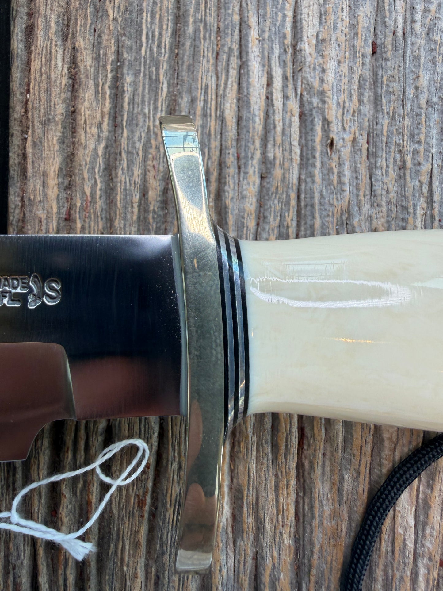 Rare Randall Model 12-9 AI Alternative Ivory etched in the blade, SS NSH + Buttcap Lanyard Wickersham Book noted, Lanyard