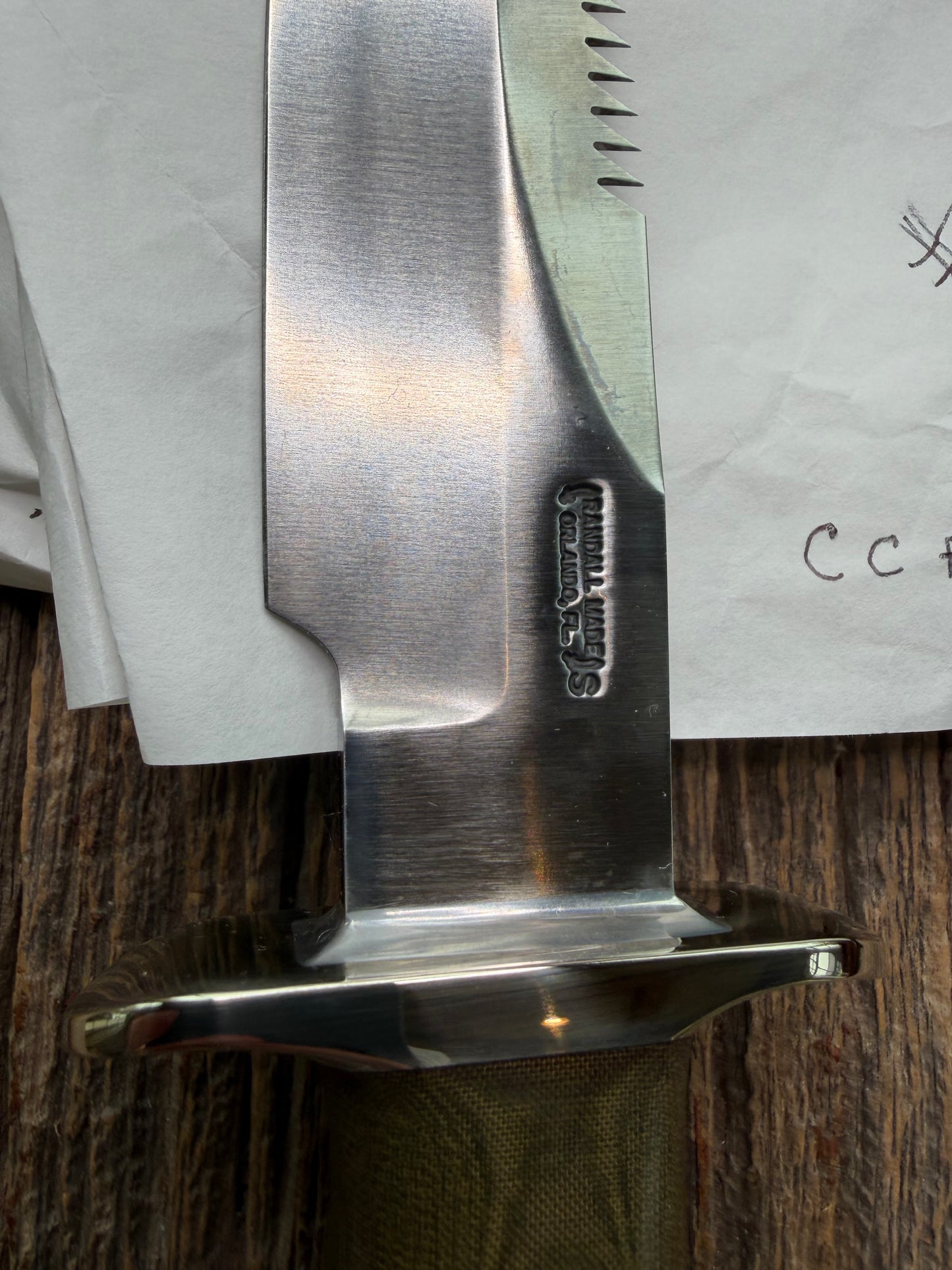 New in Paper Randall Knife Model Combat Companion Green Micarta Handle Stainless Steel, Nickel  Silcer Hilt, Lanyard. Sawteeth