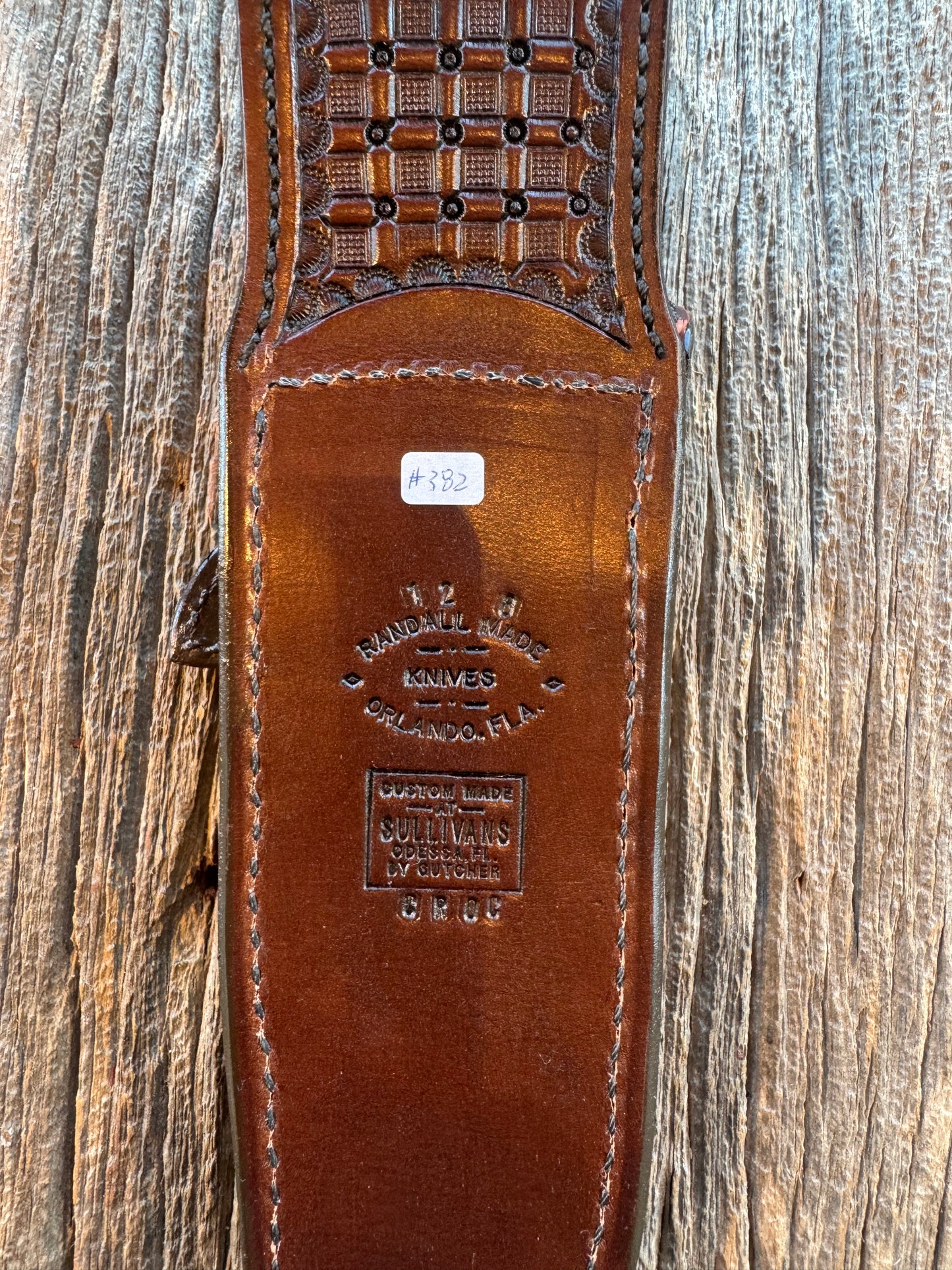 New Randall Model 12-8 Big Bear Sheath in Exotic Natural Croc Anus ( very rare) Custom Made at Sullivan’s by Gutcher.