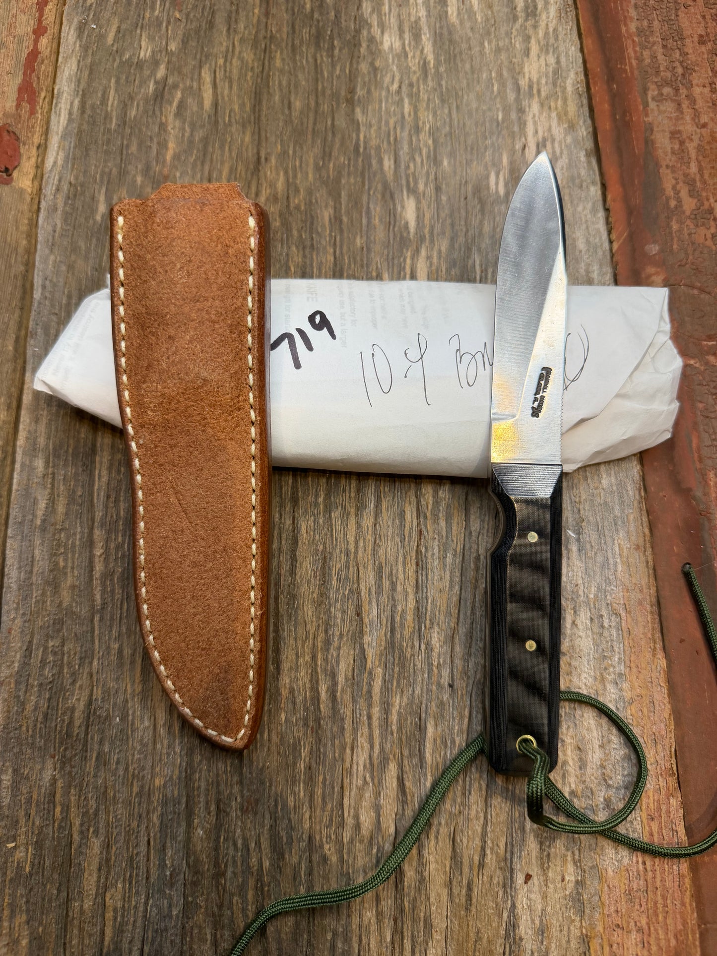 New in Paper Randall Knife Model 10-4 Fisherman Black Micarta Handle Stainless Steel