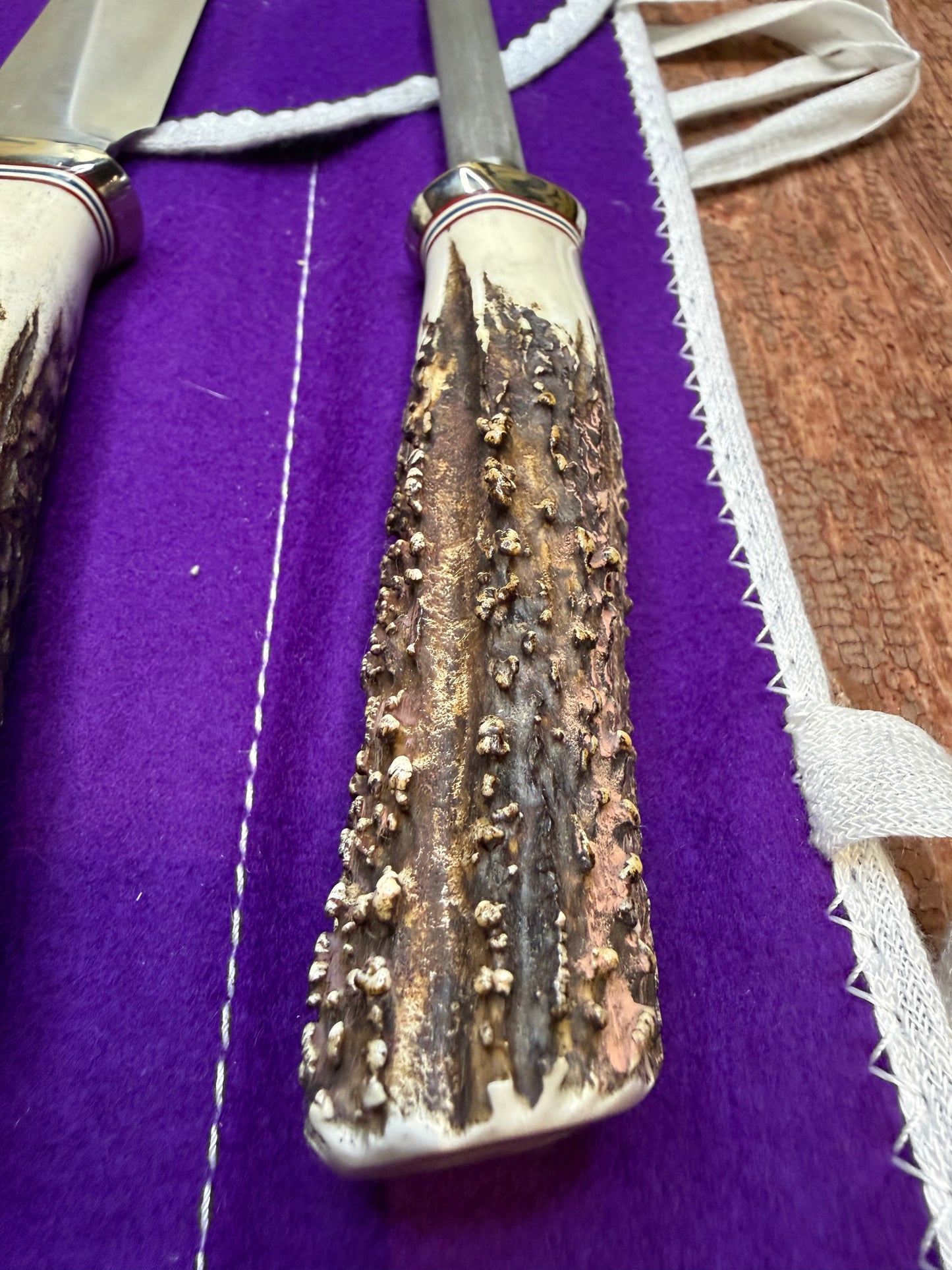 Randall Carving set Model 6-9 with Gorgeous Popcorn STAG Red White Blue Spacers Stainless… Wow