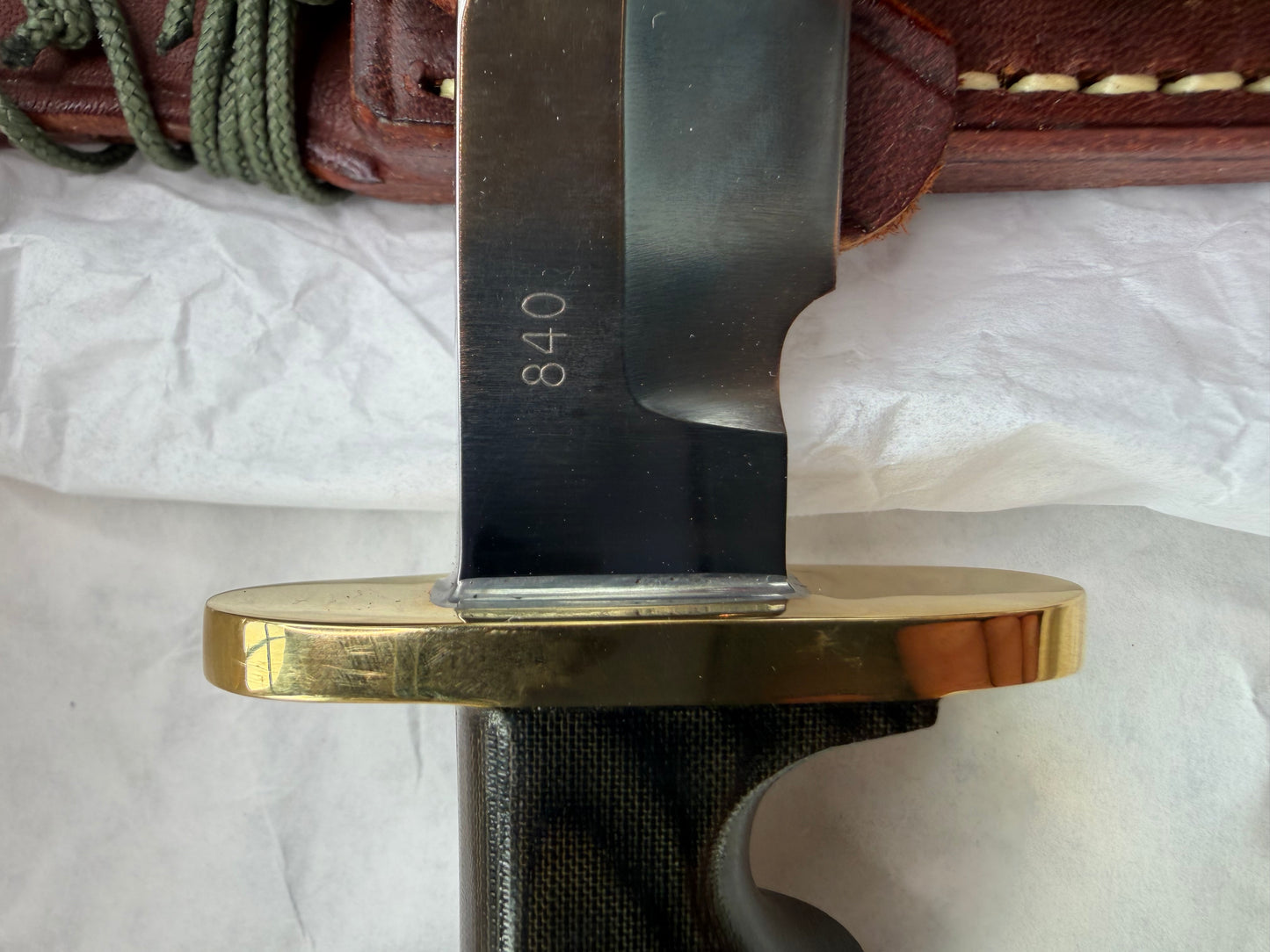 New Paper Randall Made Knife Mini Model 14 Attack Knife Black Micarta SN # 840.