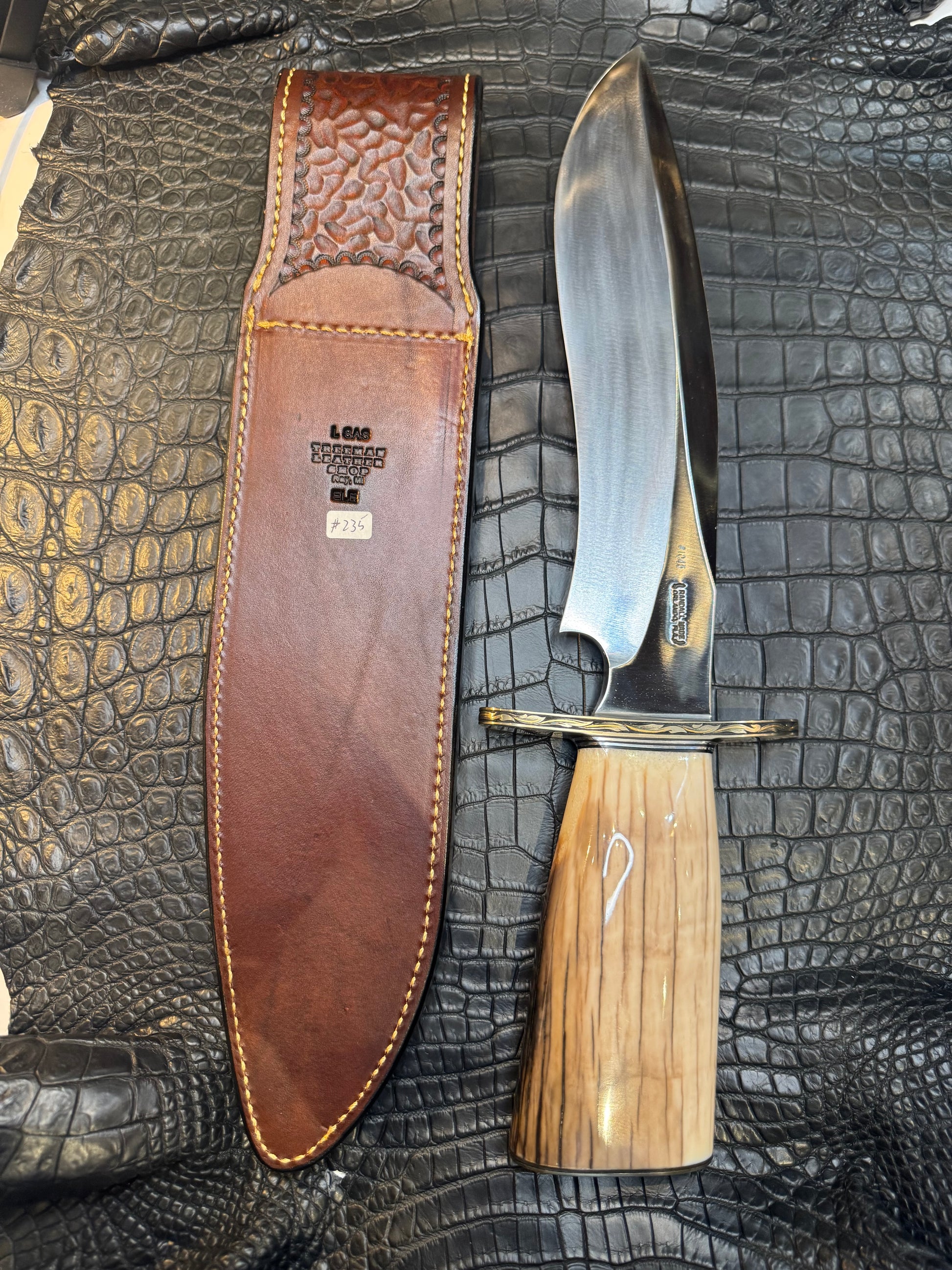 Randall Model 12-11 Large Sasquatch Sheath in Exotic Cognac Elephant by Treeman. (Sheath only)