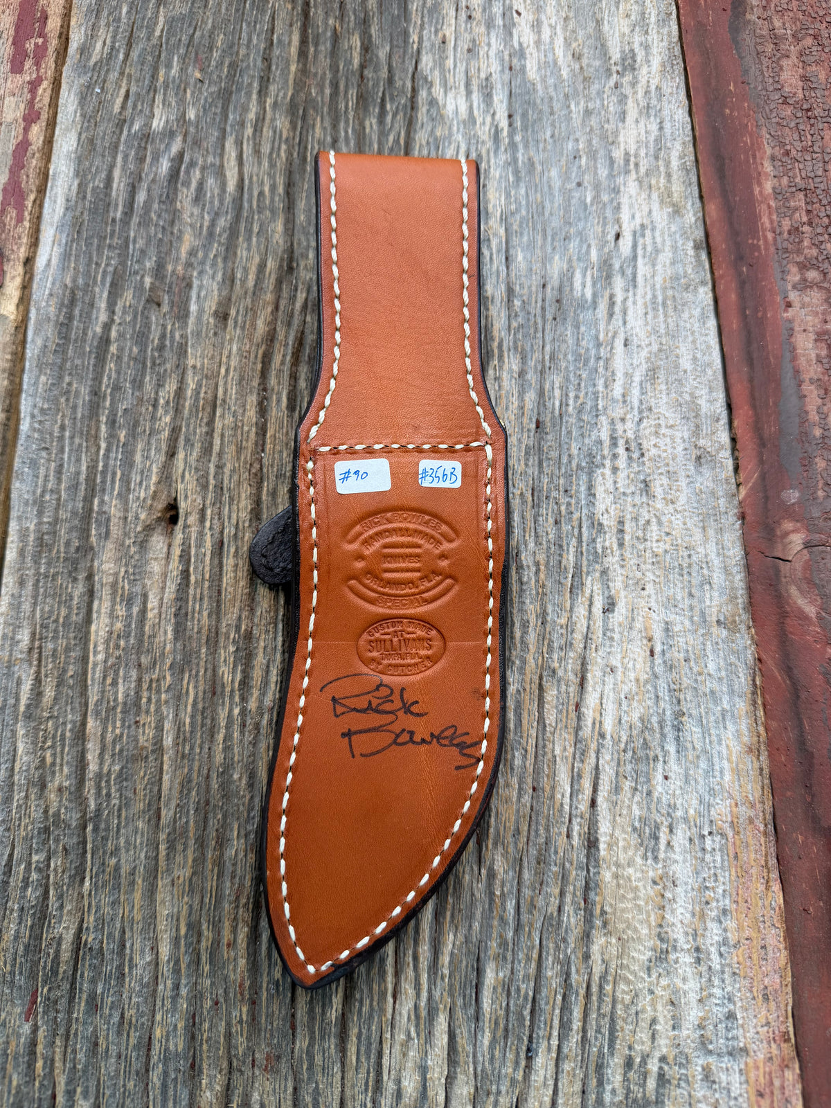 Rare Randall Sullivans by Gutcher Exotic Rattlesnake Knife Sheath for a Bowles Special. Signed by Rick, Randall  Snap and Beautiful Diamond inlay pattern.