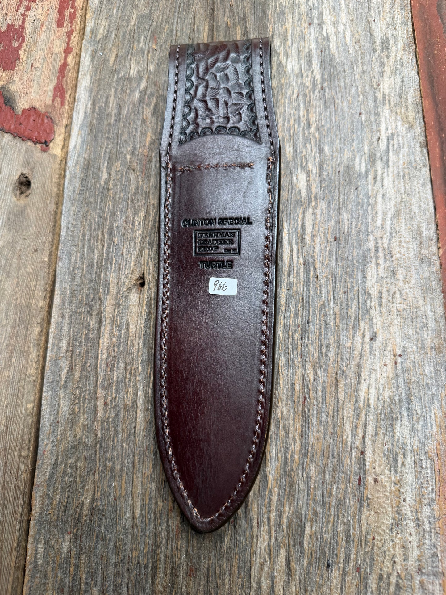 Randall Model Clinton Special Sheath in Exotic Dark Brown Snapping Turtle by Treeman. Forward curved hilt and new black canteen snap… Spiked Dragon tail portion of the turtle.