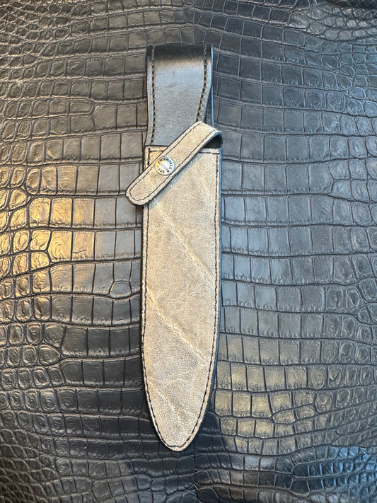 Randall Model 2-7 Sheath in Exotic Gray Elephant Custom Made at Sullivan’s by Gutcher.