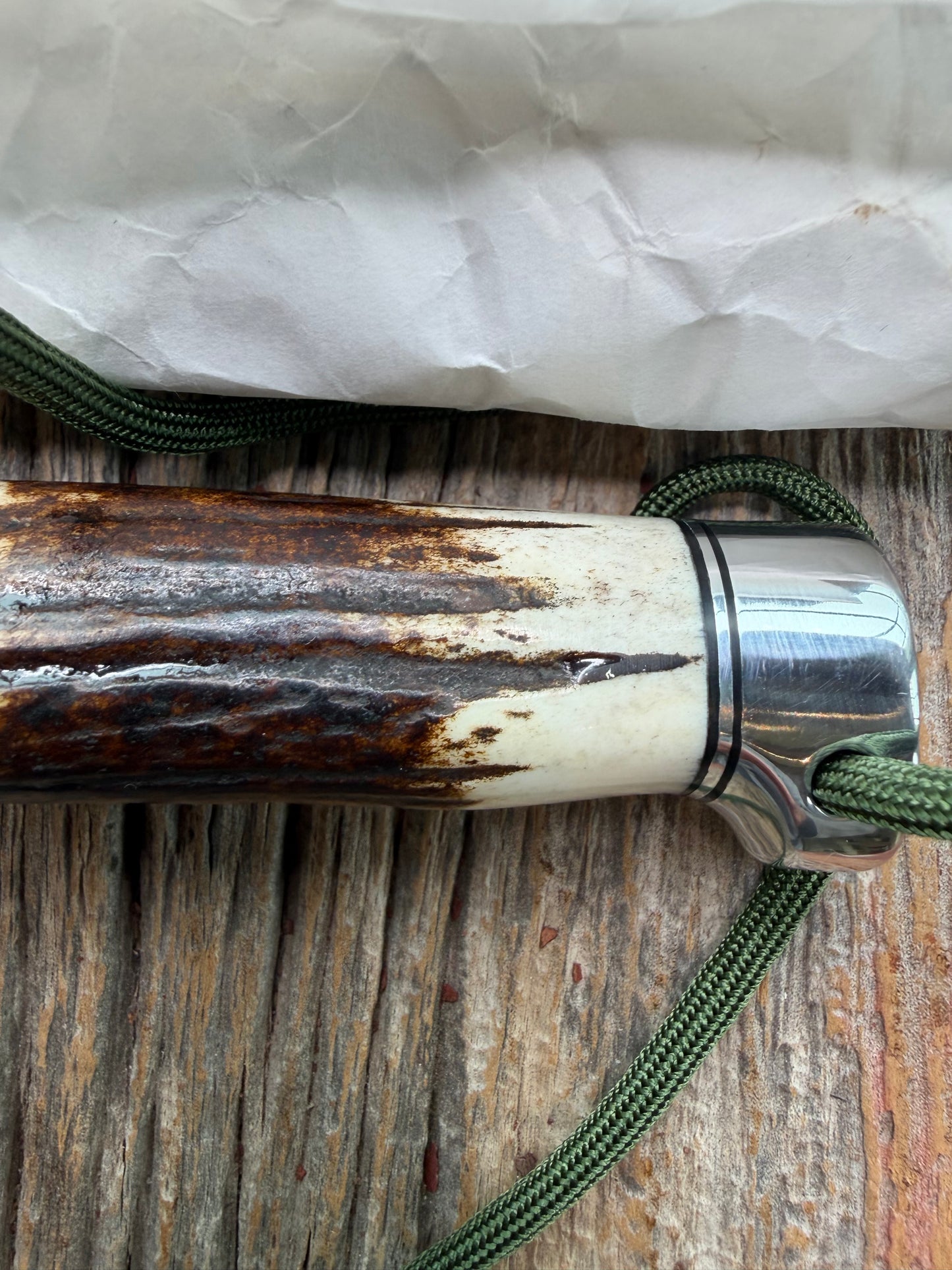 New in Paper Randall Knife Model #8-4 Old Style Trout And Bird Stag Handle, Stainless steel, Lanyard.