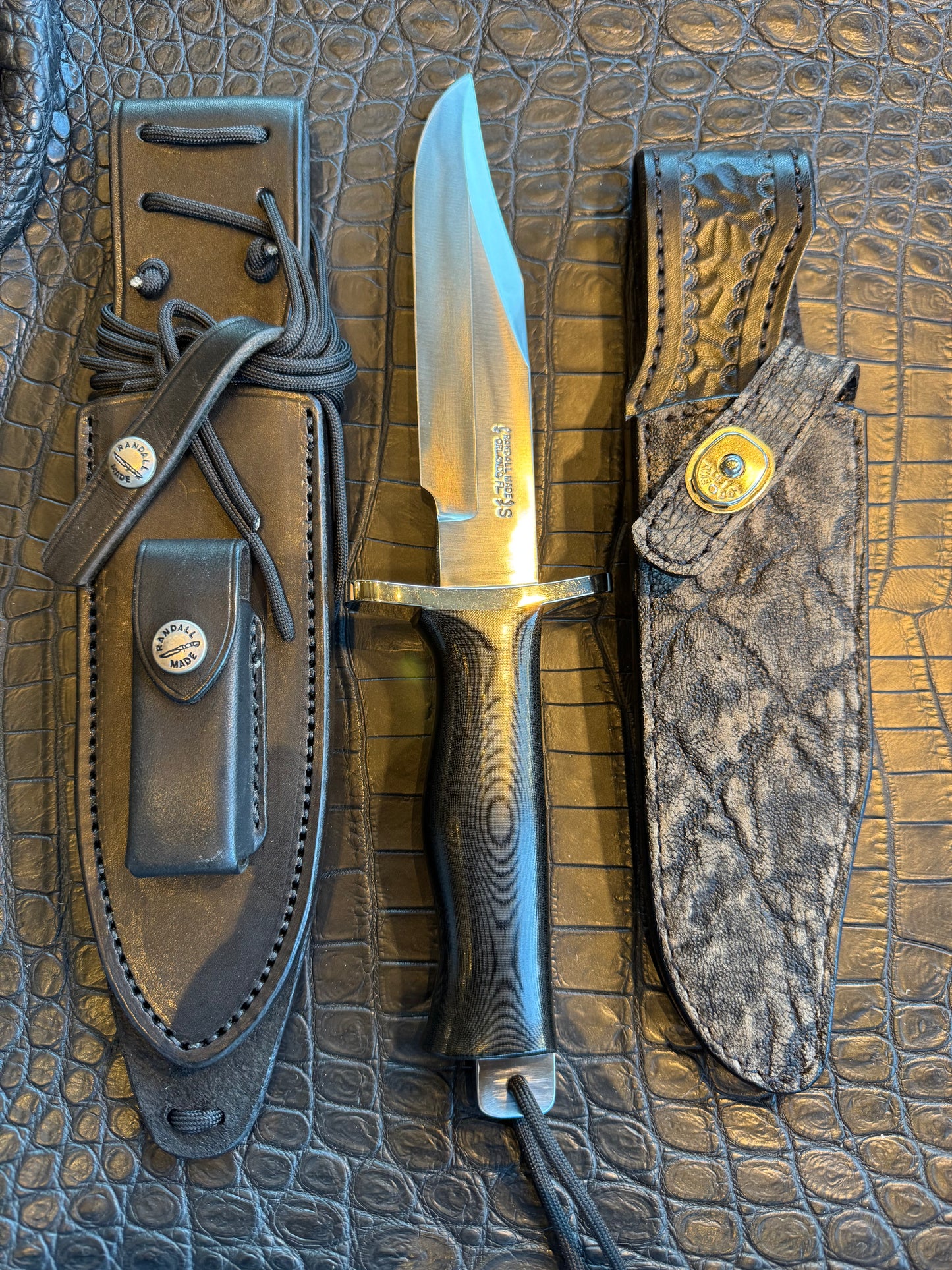 Very nice Randall Knife Buxton Fighter Black Micarta BF # 1097 Stainless Blade plus Elephant Treeman