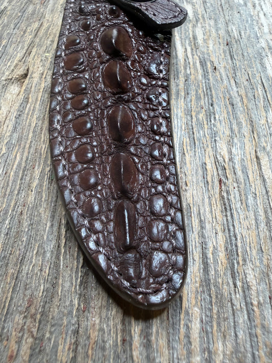 Randall Model 27 Sheath in Exotic Dark Brown Snapping Turtle by Treeman. Straight hilt and new black canteen snap… Spiked Dragon tail portion of the turtle.