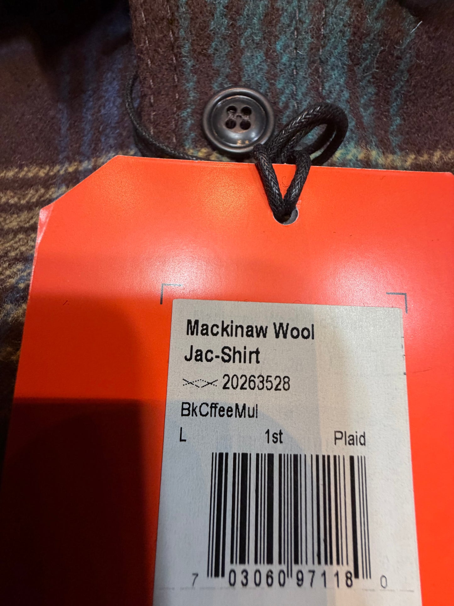 Filson Mackinaw Wool Jac Shirt New Black Coffee Large Heavy 24oz Wool USA Made