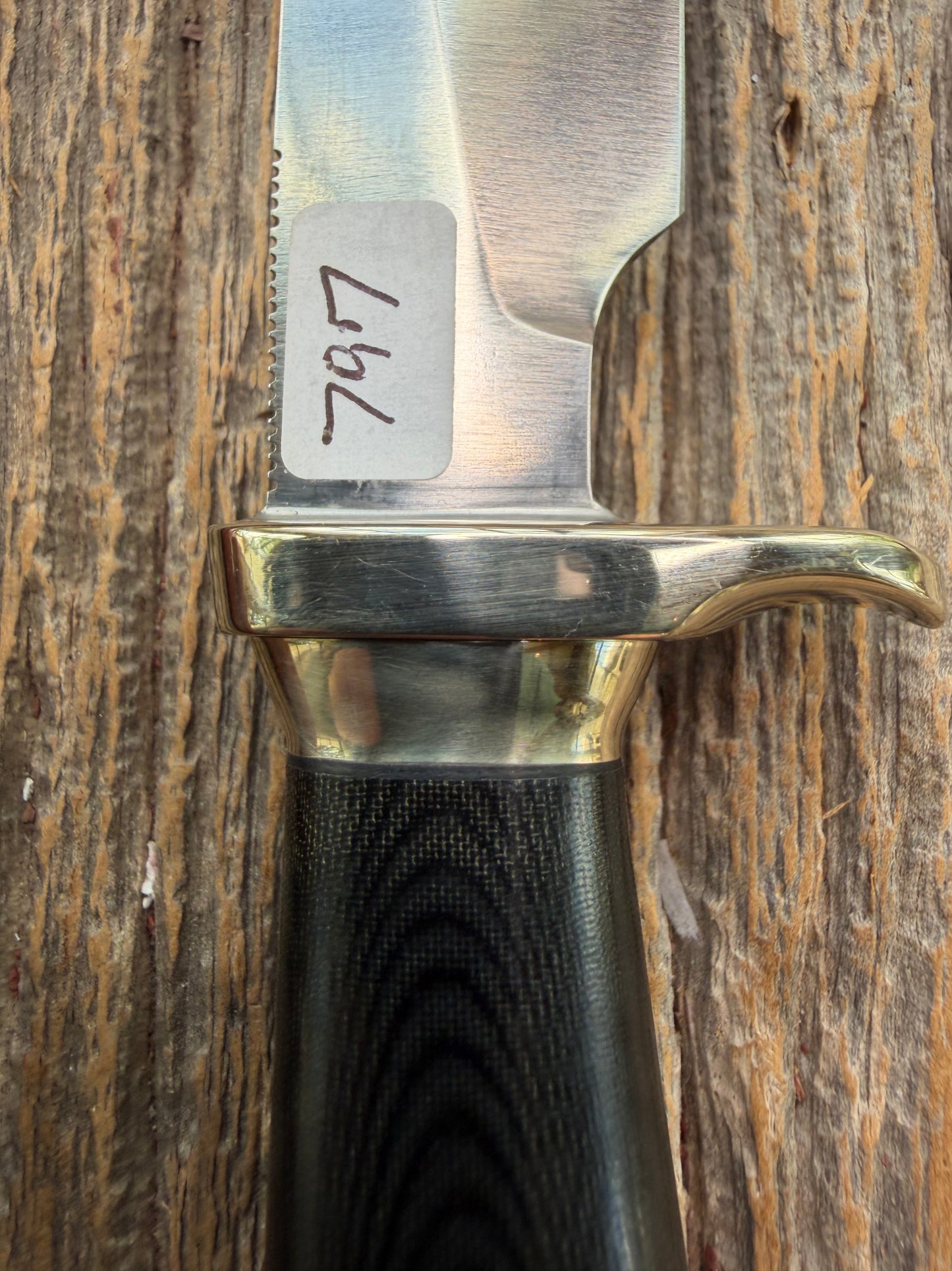 New Randall Non Catalog Model  Cattleman. Black Micarta handle. Nickel silver single hilt and collar. Stainless blade.