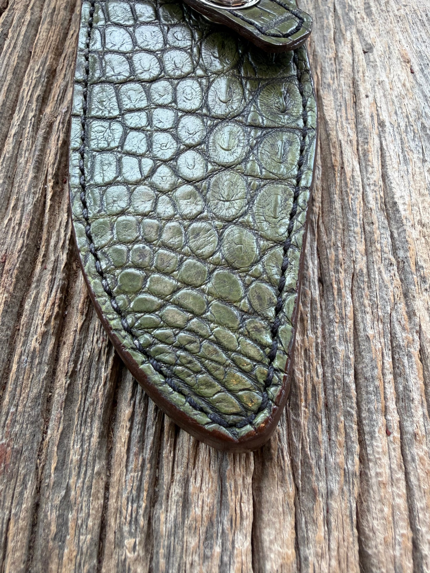 Randall Model 19-5 Exotic Army Green Crocodile Sheath from Treeman.