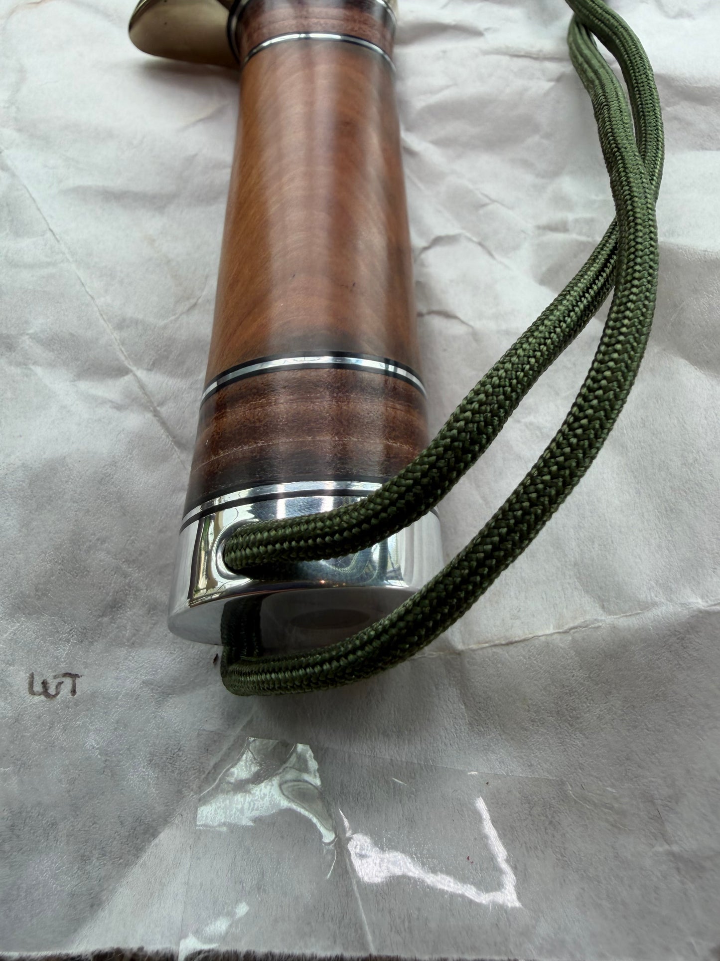 New in paper Randall Knife Model 25-5 Trapper in Thuya Wood and Leather Handle Stainless Blade, NSH Hilt