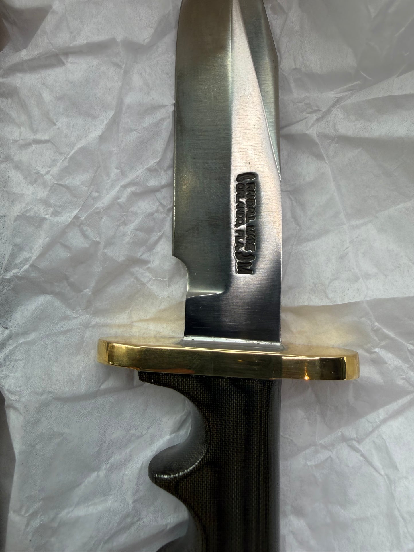 New Paper Randall Made Knife Mini Model 14 Attack Knife Black Micarta SN # 840.