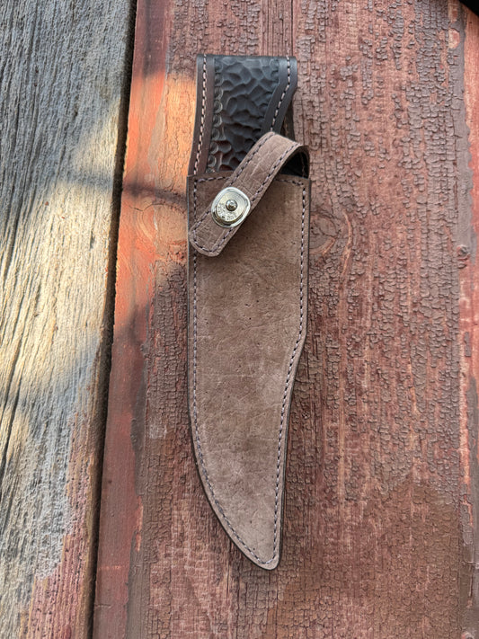 Randall Model 12-8 “Big Bear” Sheath in Exotic Grey Hippo leather by Treeman.