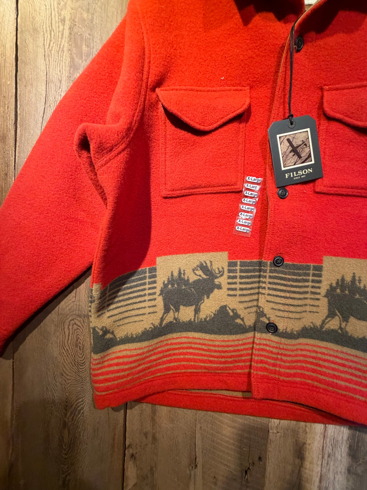 NWT Filson Jacquard Wool Jac Shirt Moose Men's XL NWT MSRP $595