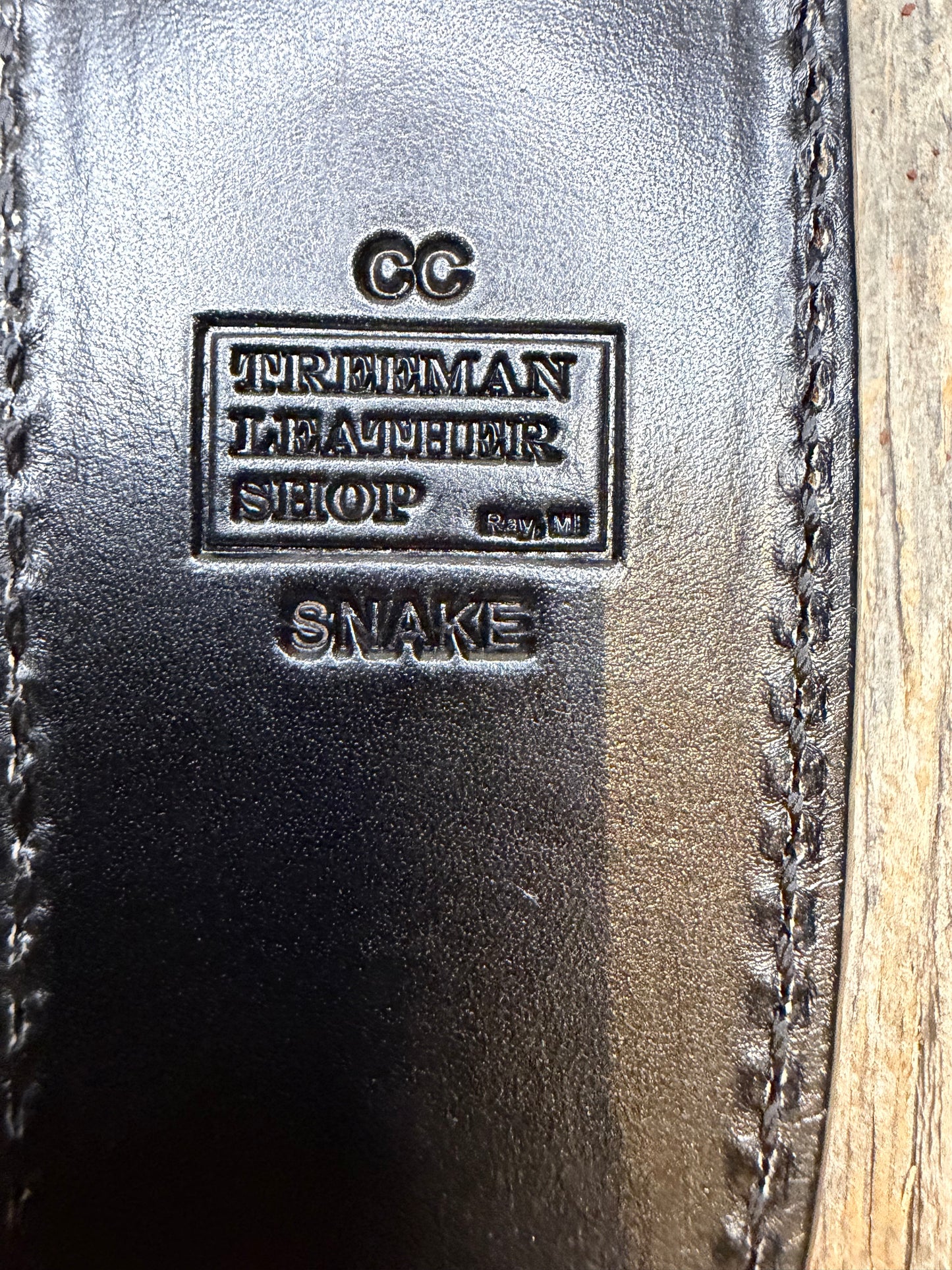 Randall Model Combat Companion Sheath in Exotic Eastern Copperhead from Treeman Sheaths.