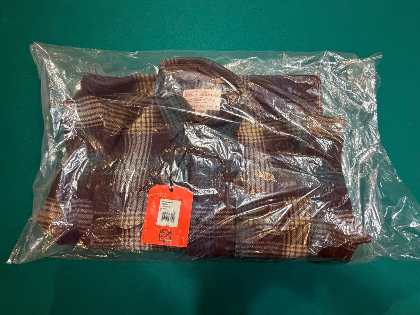 Filson Mackinaw Wool Jac Shirt New Black Coffee Small Heavy 24oz Wool USA Made