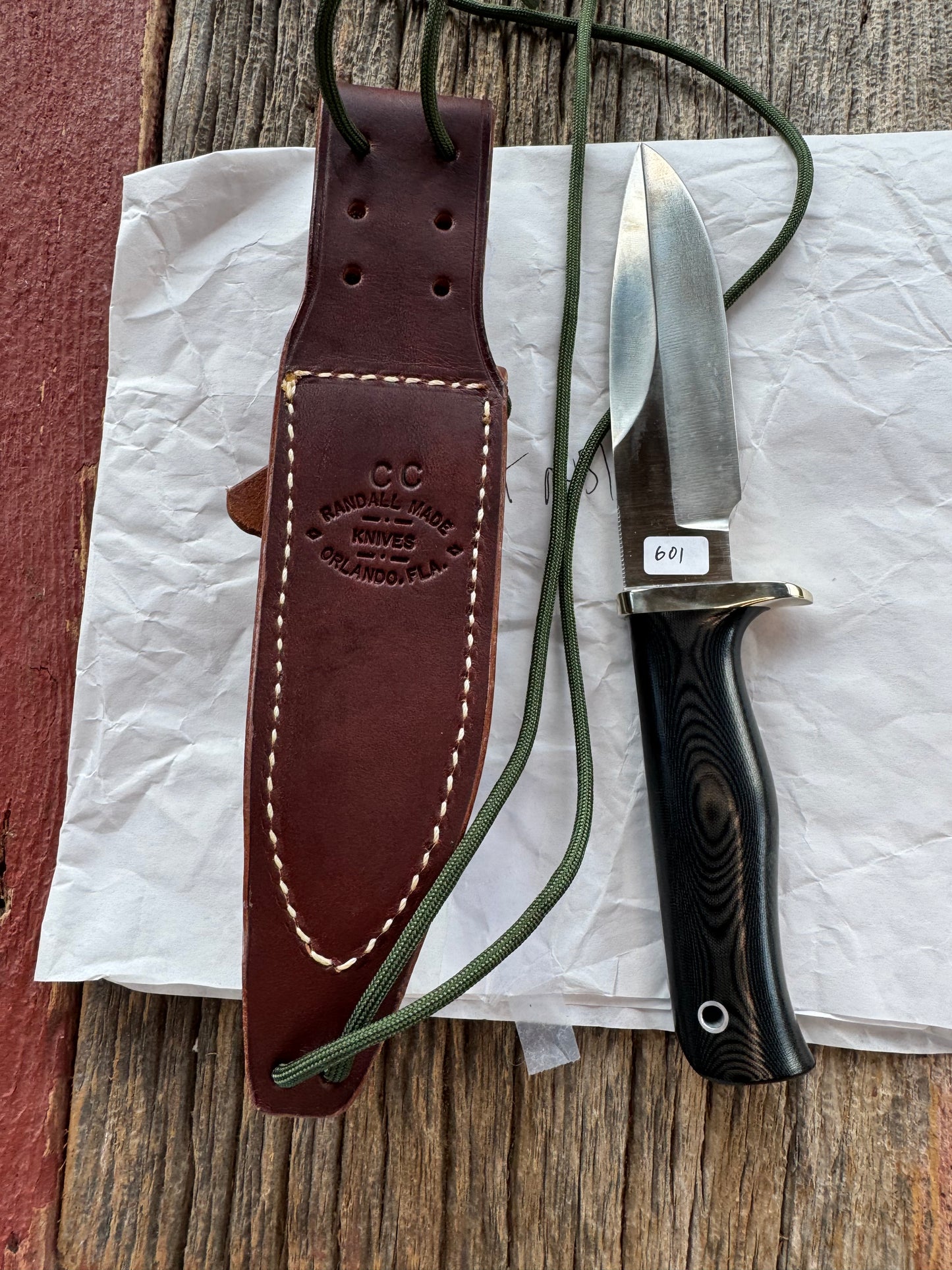 New in Paper Randall Knife Model Combat Companion Black Micarta Handle Stainless Steel, NSH , Lanyard