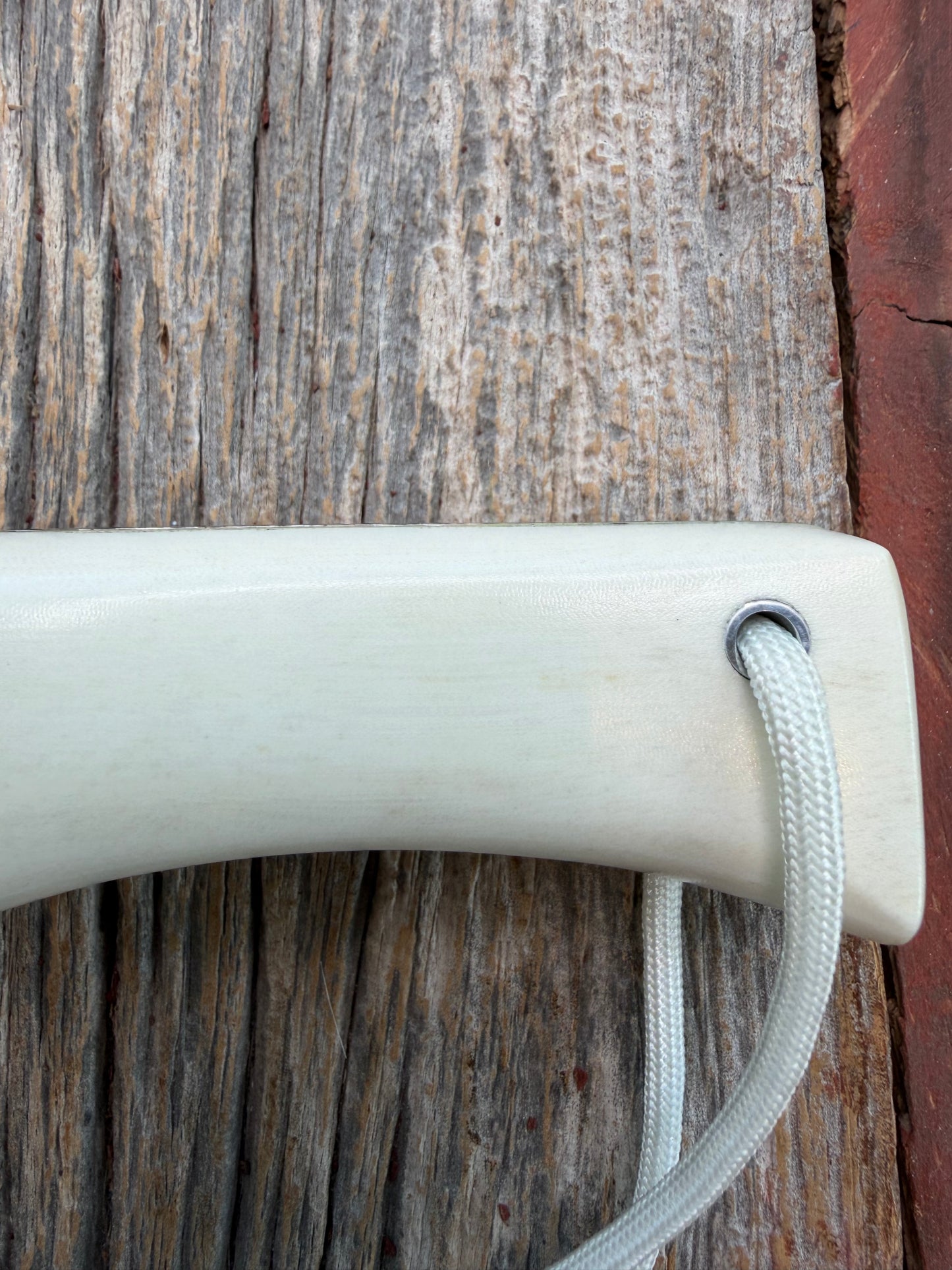 Randall Model 15-5 1/2 Airman White Ivorite Handle Stainless Nickel Silver Hilt Sawteeth Lanyard