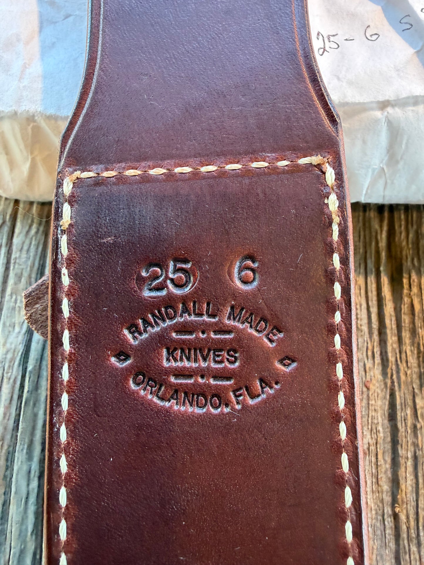 New in paper Randall Knife Model 25-6 Trapper in Stag Leather Handle Stainless Blade, NSH