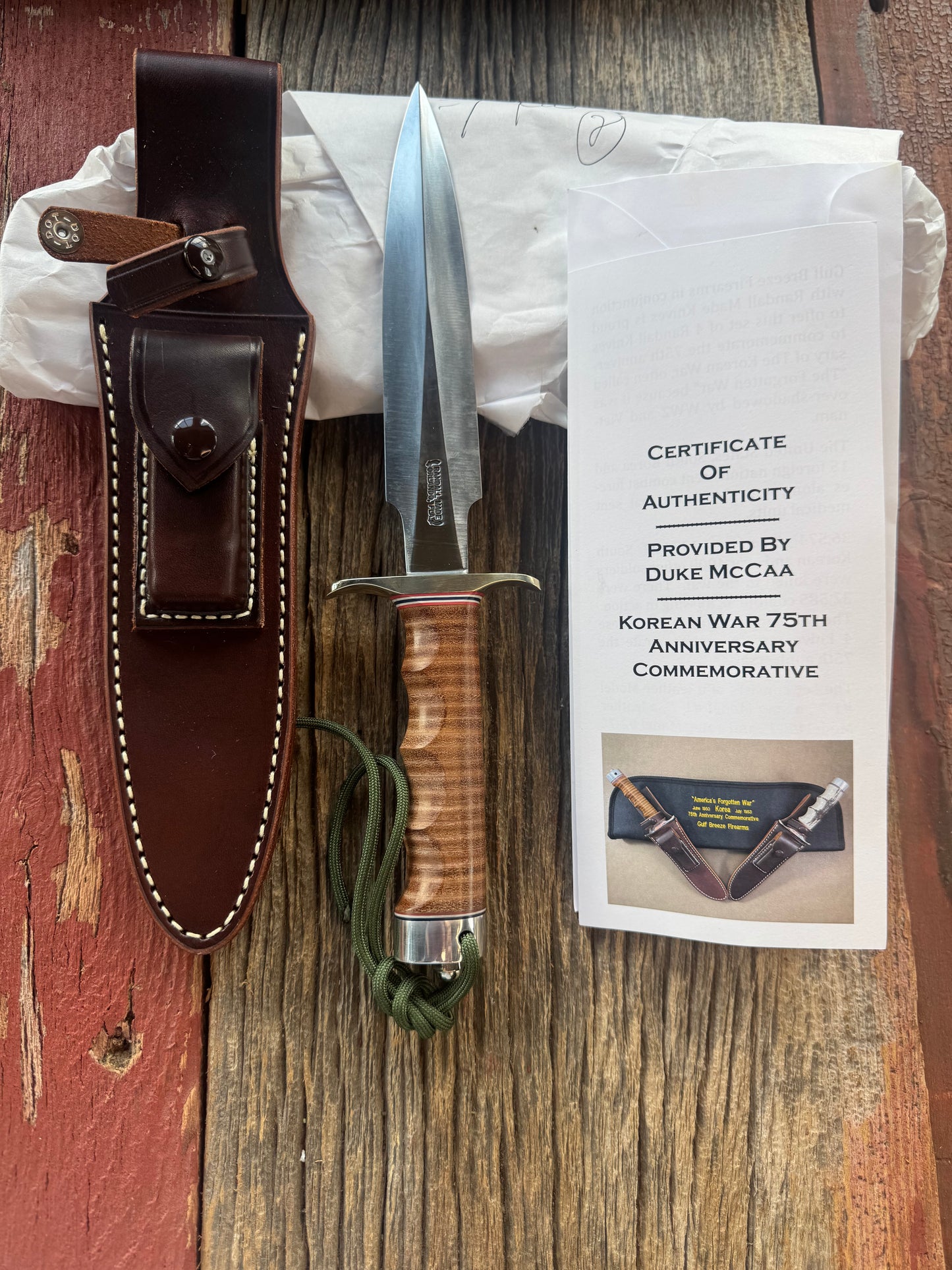 New in Paper Randall Knife Model 2-7 Korean War Commemorative 1 of 50 made Leather