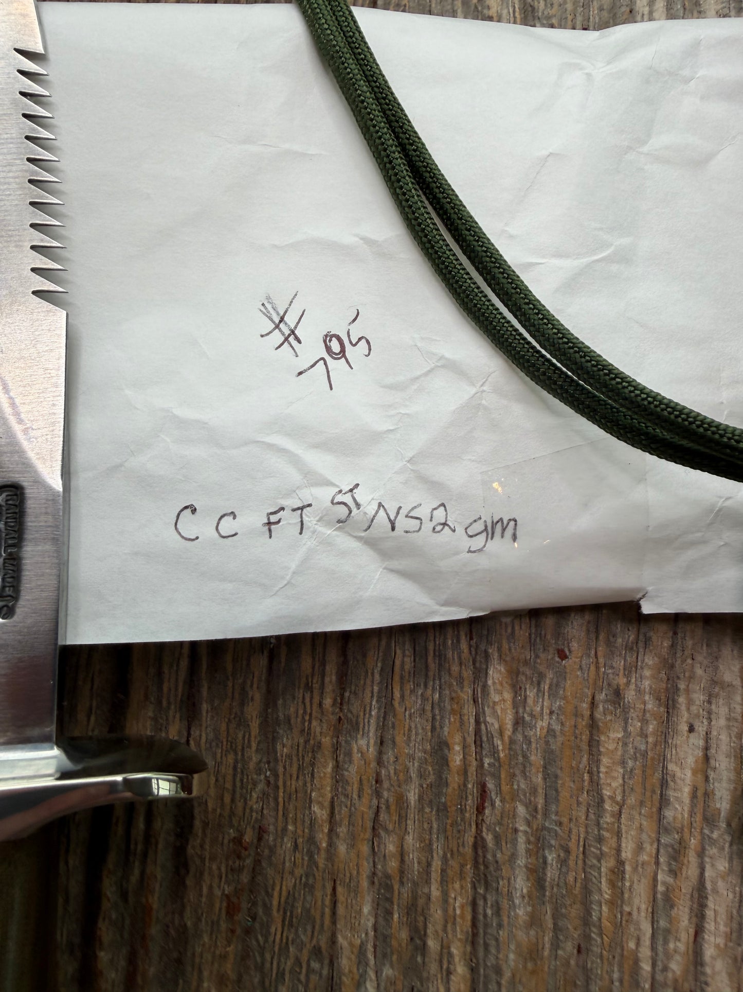 New in Paper Randall Knife Model Combat Companion Green Micarta Handle Stainless Steel, Nickel  Silcer Hilt, Lanyard. Sawteeth