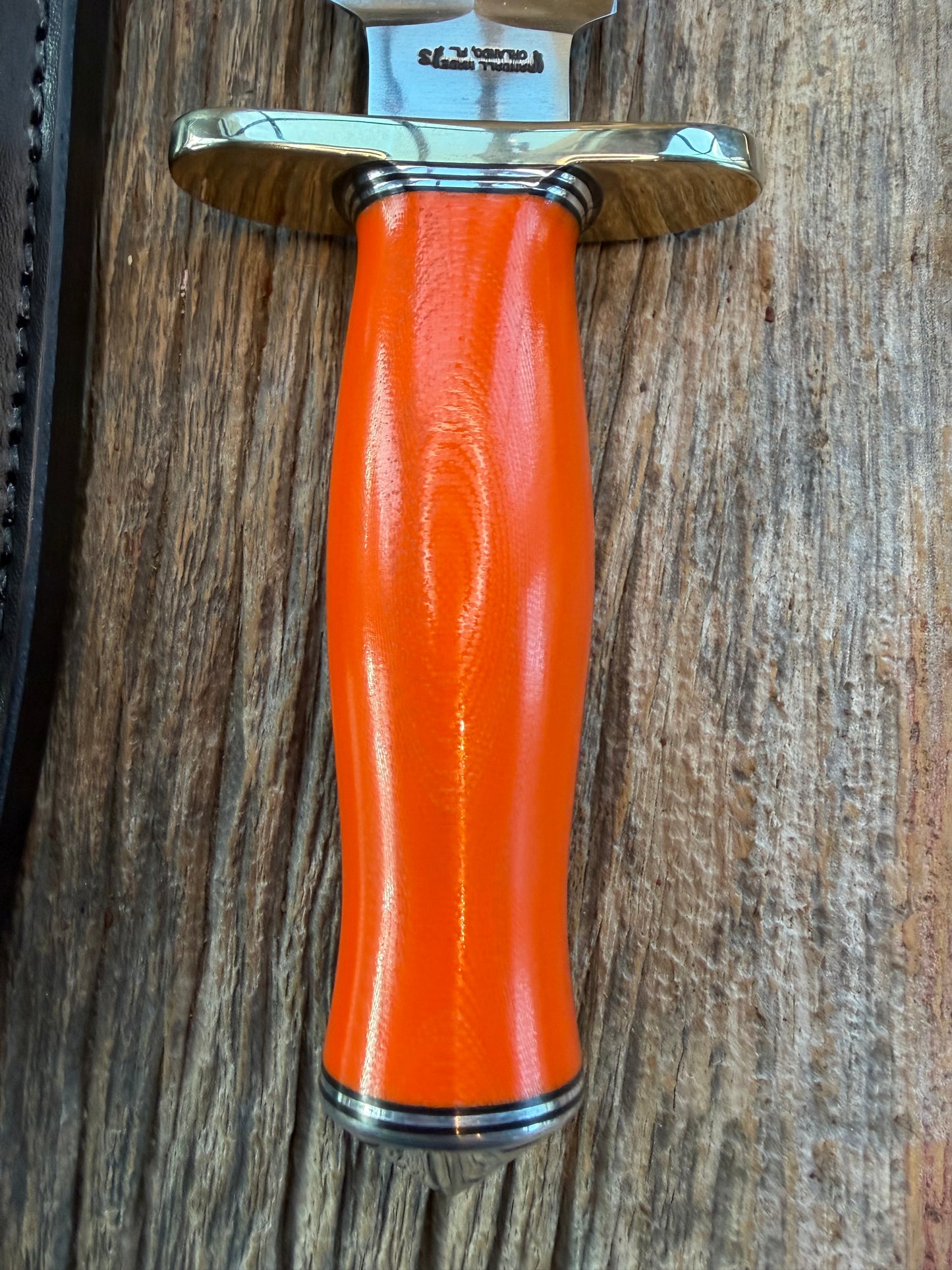 Randall Knife Clinton Special TC Nickel Silver Hilt Stainless Steel, Orange G10, coolie butt cap
