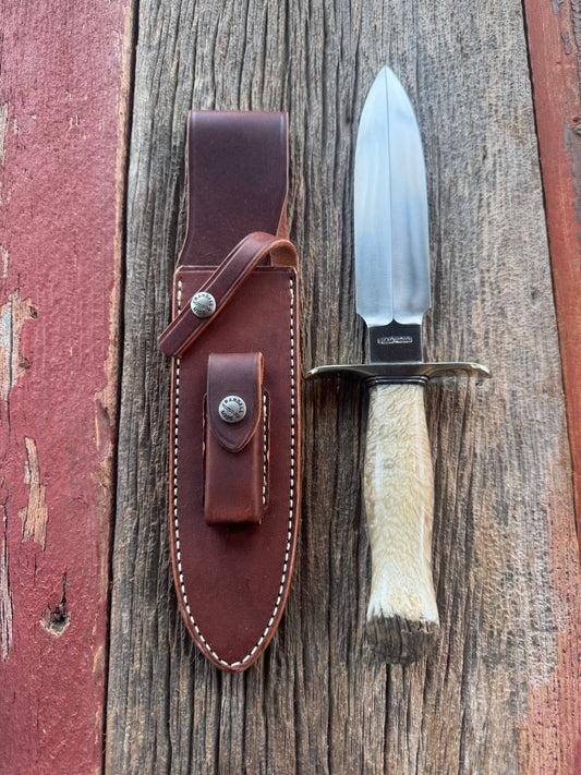 New In Paper Randall Clinton Special in Musk Ox. Nickel Silver Hilt, Stainless and raw natural end.