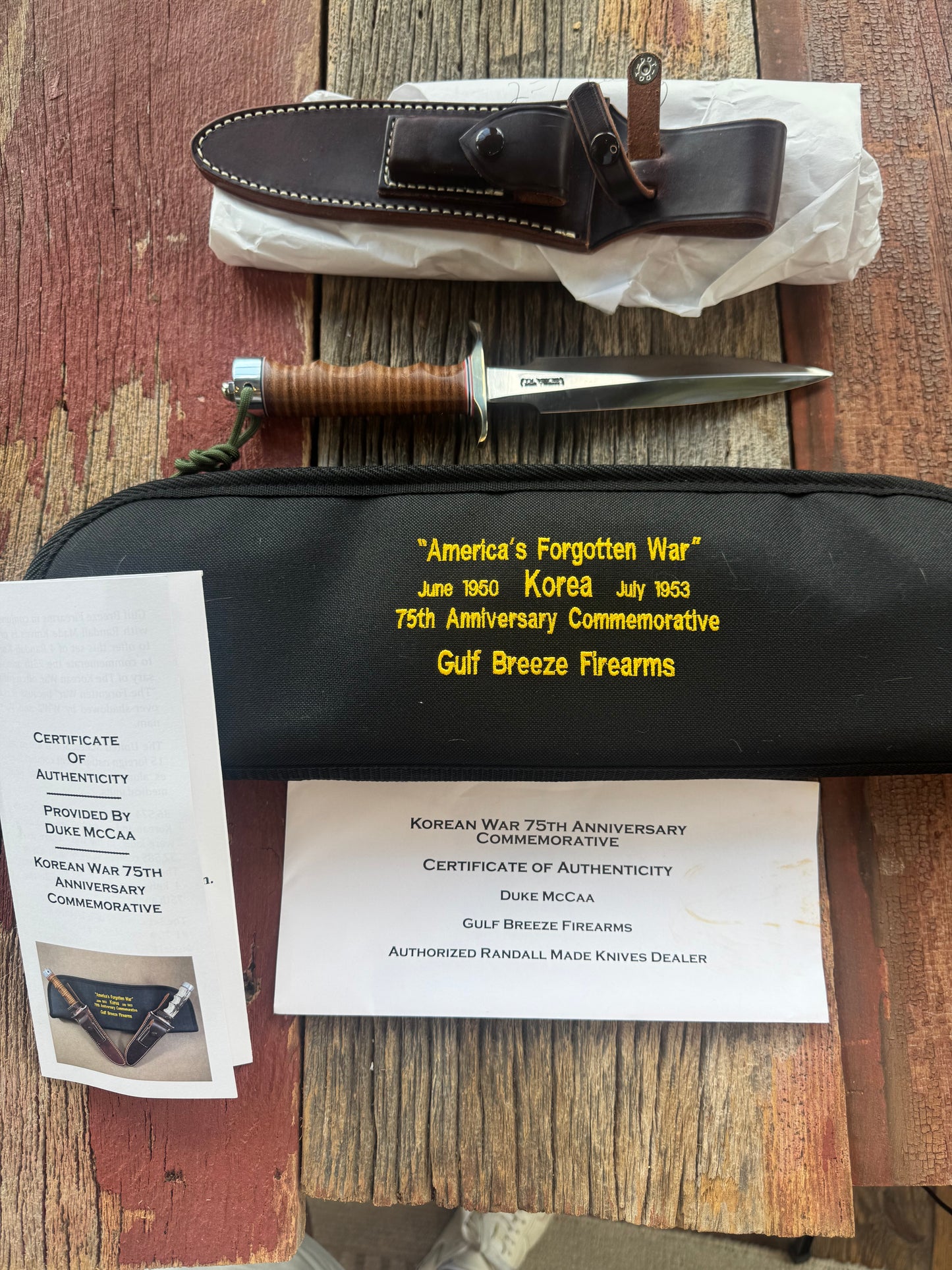 New in Paper Randall Knife Model 2-7 Korean War Commemorative 1 of 50 made Leather