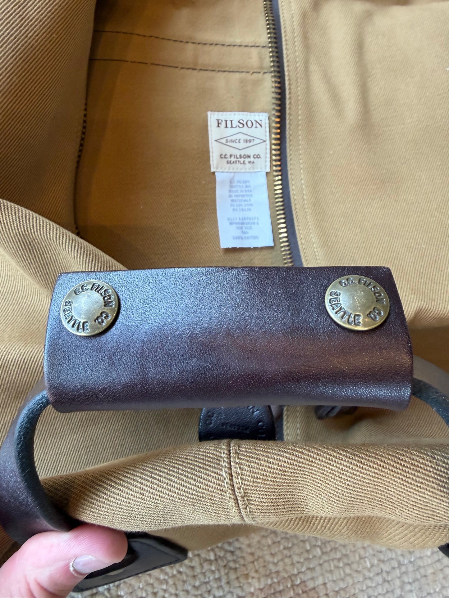 Filson Suit Cover Garment Bag Travel Rare Dark Tan Canvas Leather #70271 NWOT