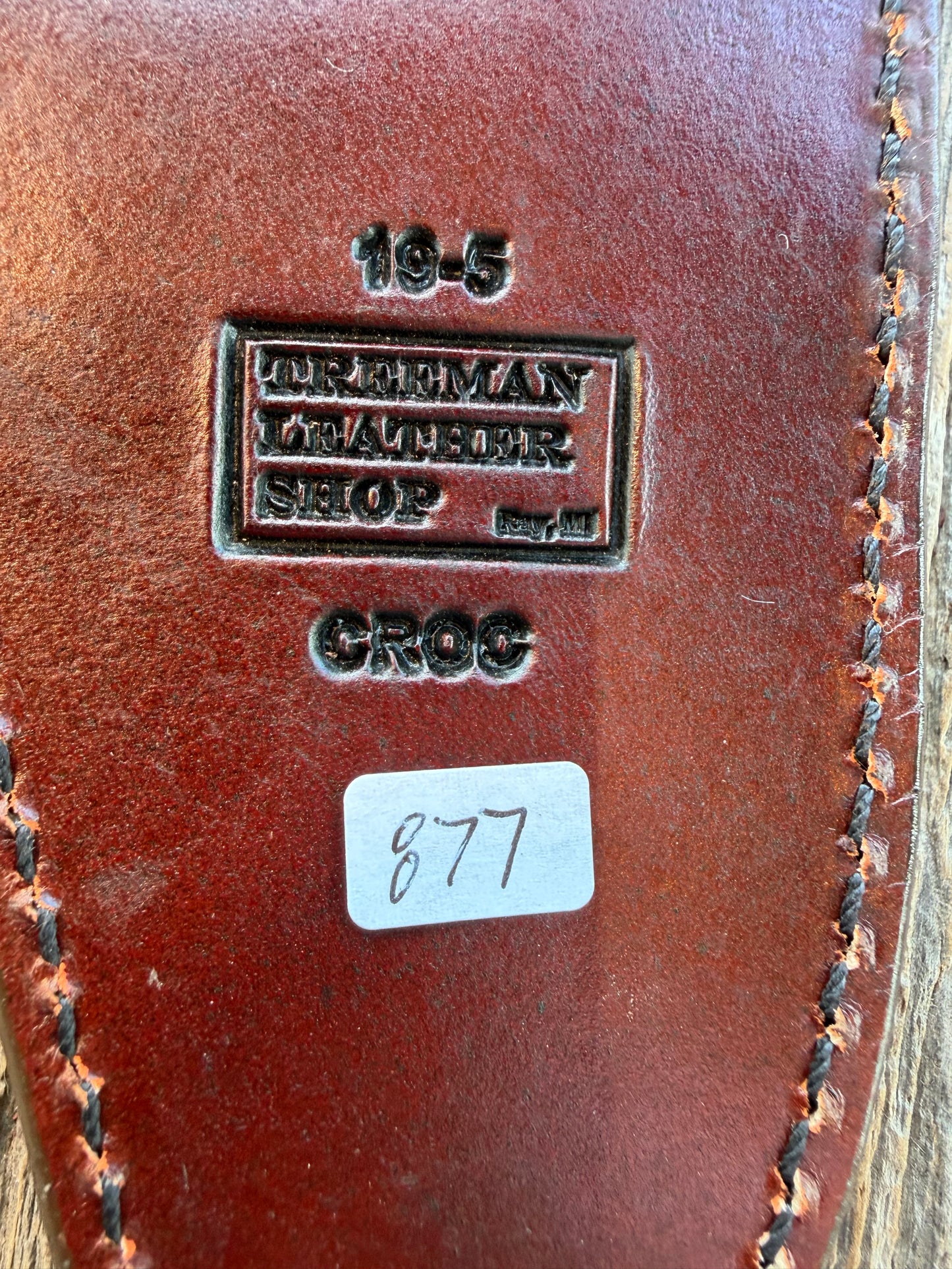 New Randall Model 19-5 Sheath in Exotic Dark Brown Crocodile from Treeman with the newest Black Canteen snap.