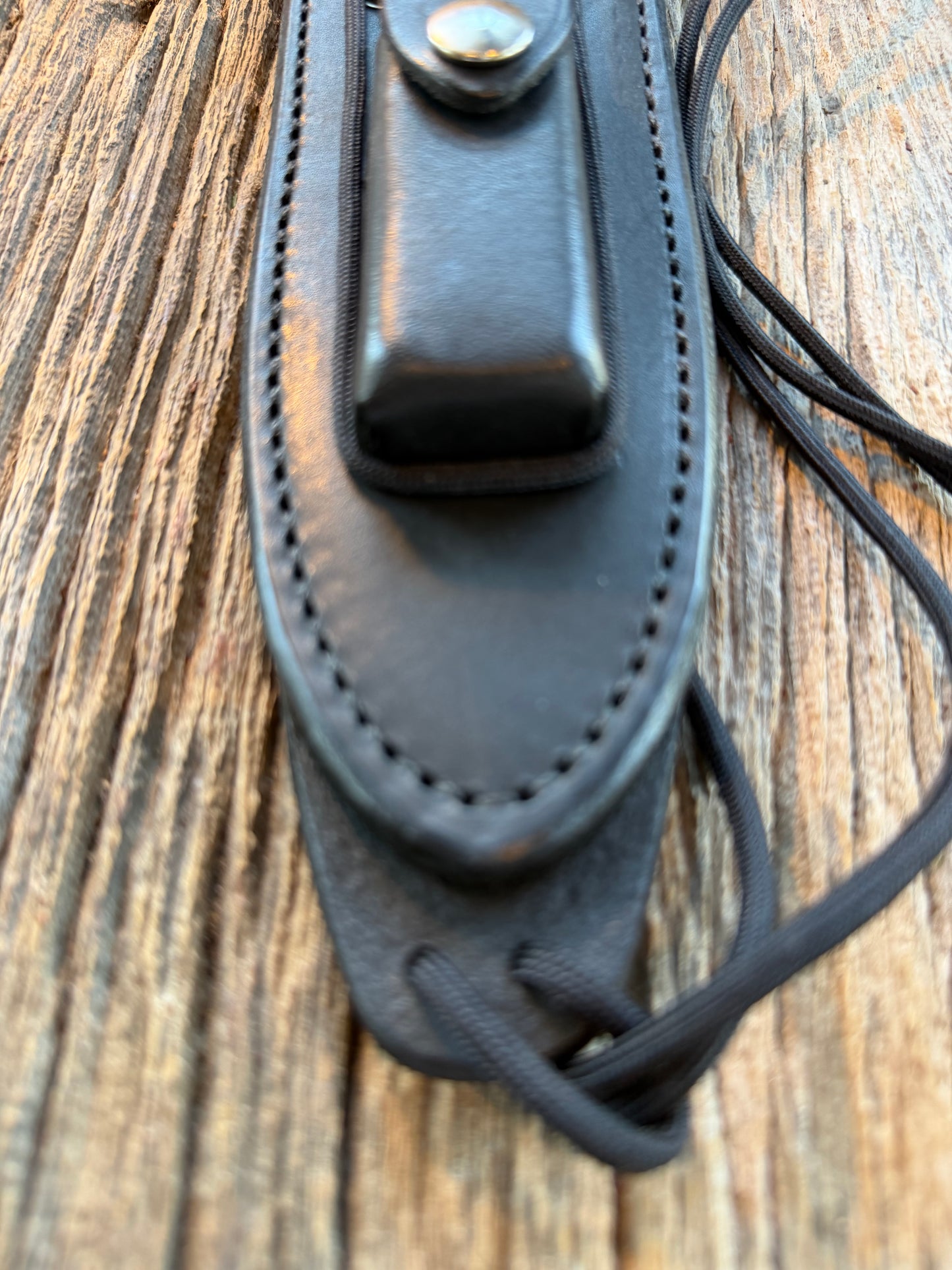 New Randall Sullivans by Gutcher Black Leather Knife Sheath Model Buxton with Sharpening Stone.