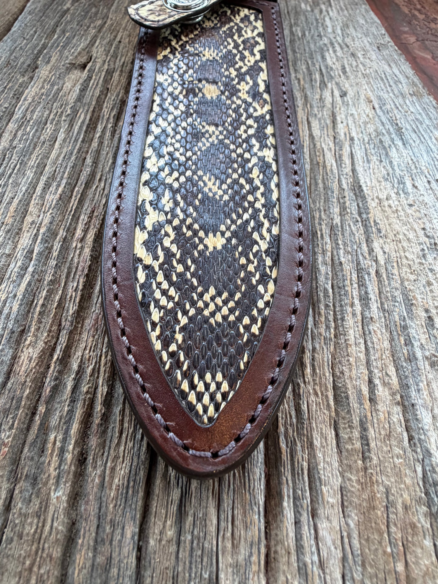 Randall Model Clinton Special Sheath in Exotic West Texas Yellow Gopher Snake from Treeman Sheaths. Incredible color on this one!!