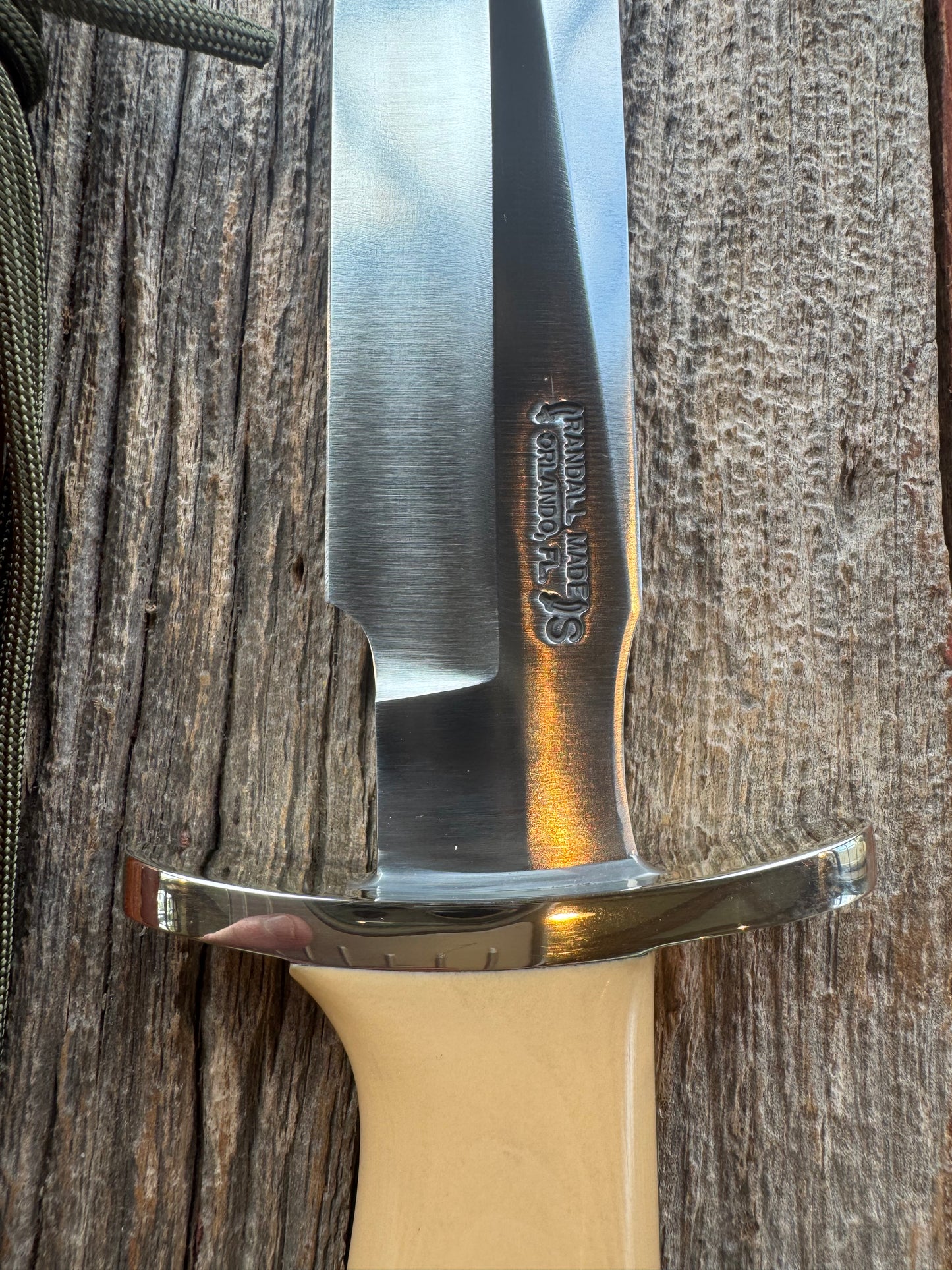 Randall Model 16-7 in Tan Micarta. Nickel Silver Hilt, Stainless steel and Lanyard. New in Paper.