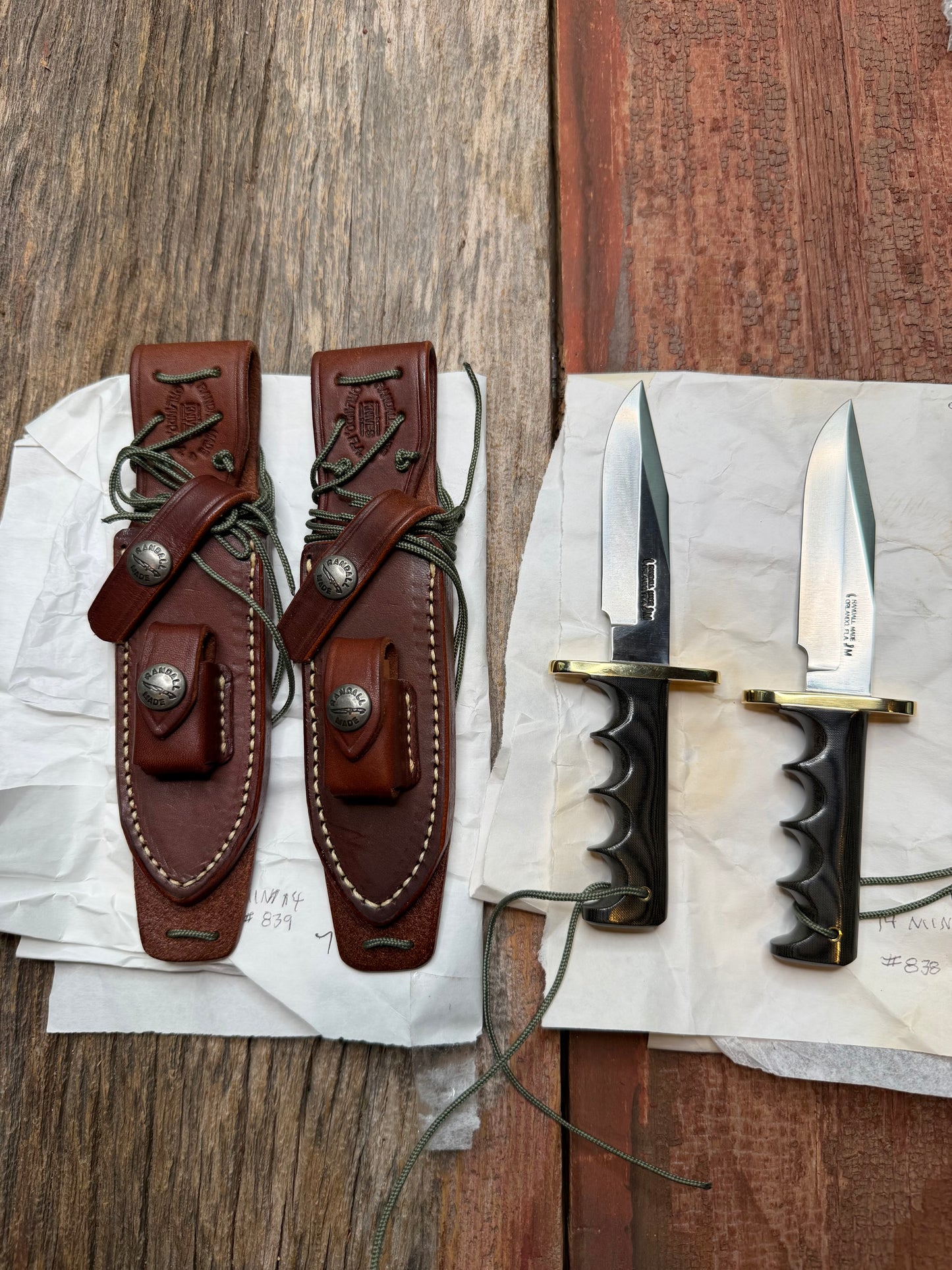 New in Paper a Pair of Sequentially numbered Randall Made Knife Mini Model 14’s Attack Knife Black Micarta SN # 838 and # 839
