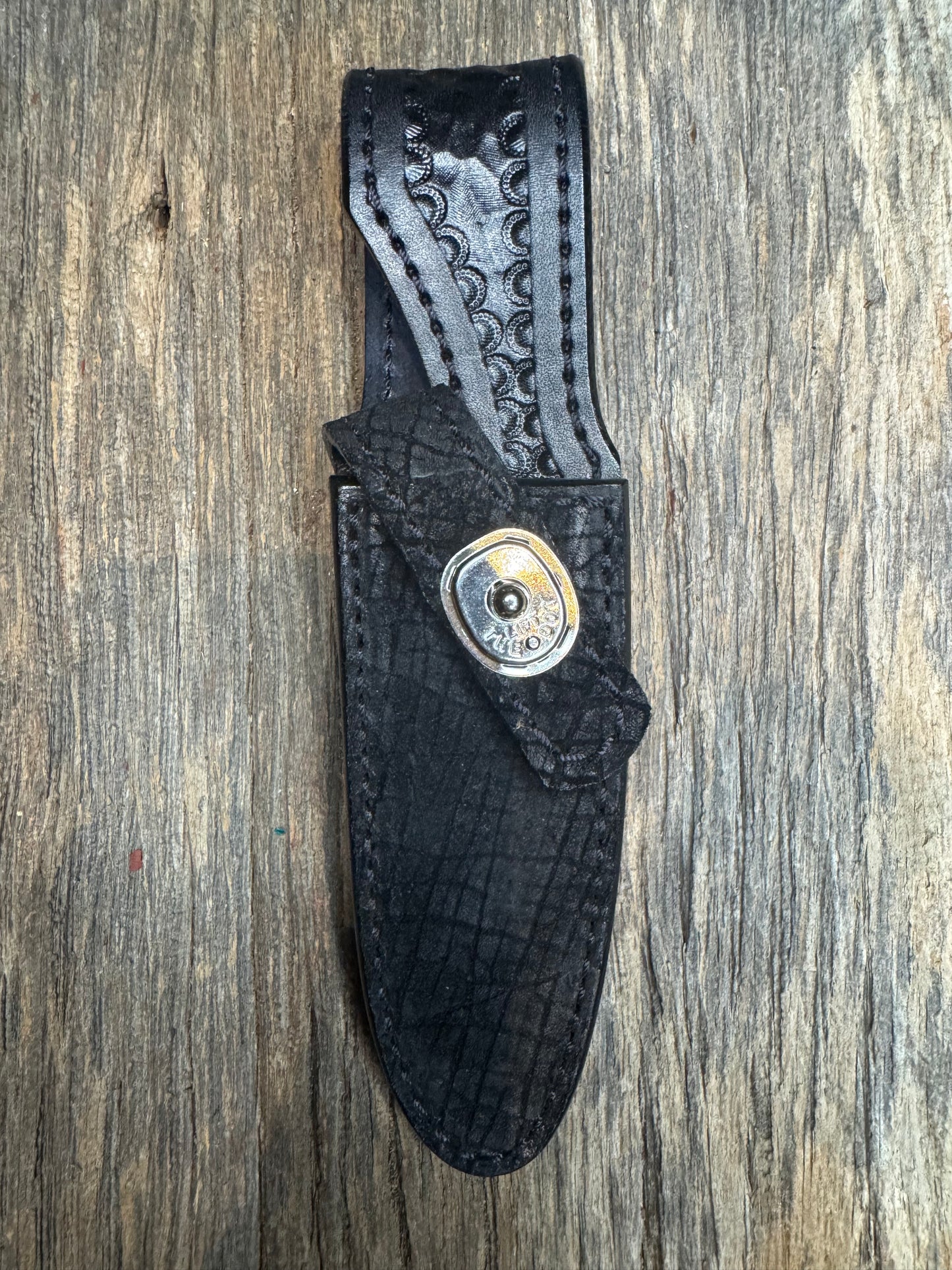 Randall Model 8-4 Sheath in Exotic Black Hippo from Treeman.
