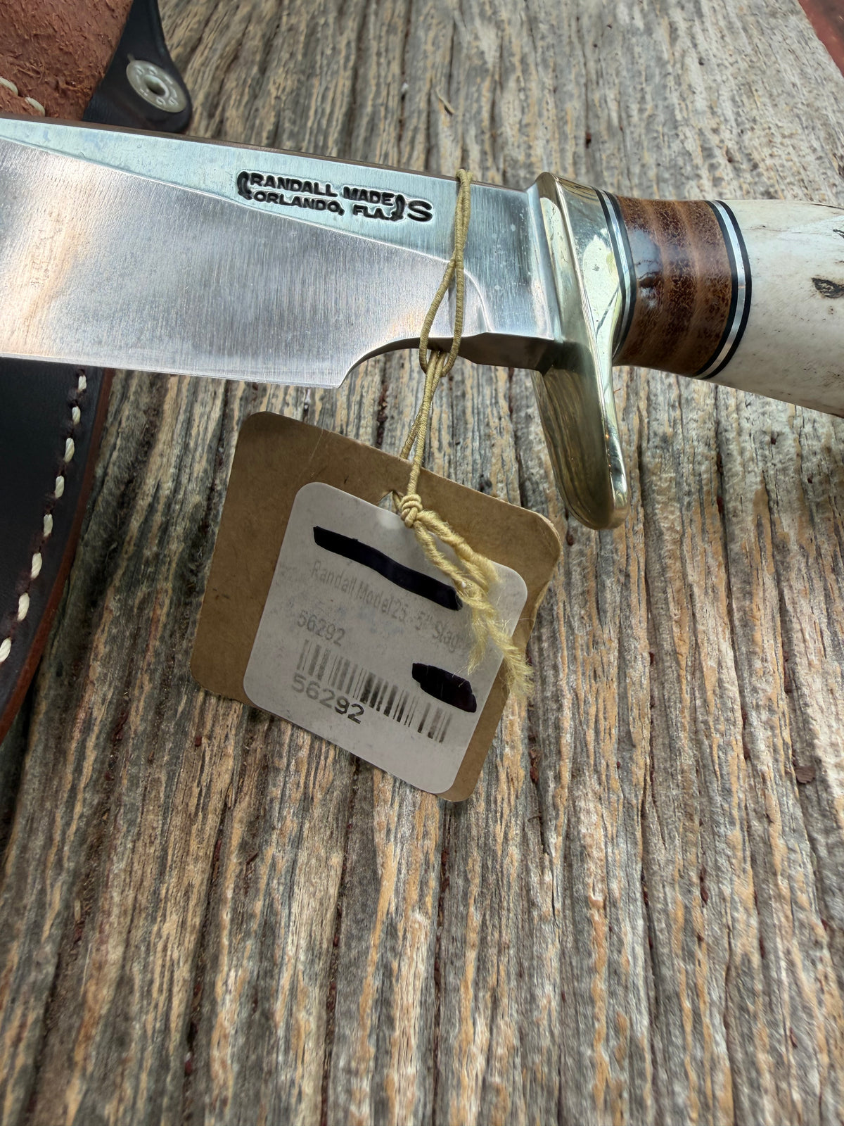 New Randall Model 25-5 with a Stag handle. Stainless steel blade, Nickel silver hilt, Aluminum butt. BL AL spacers